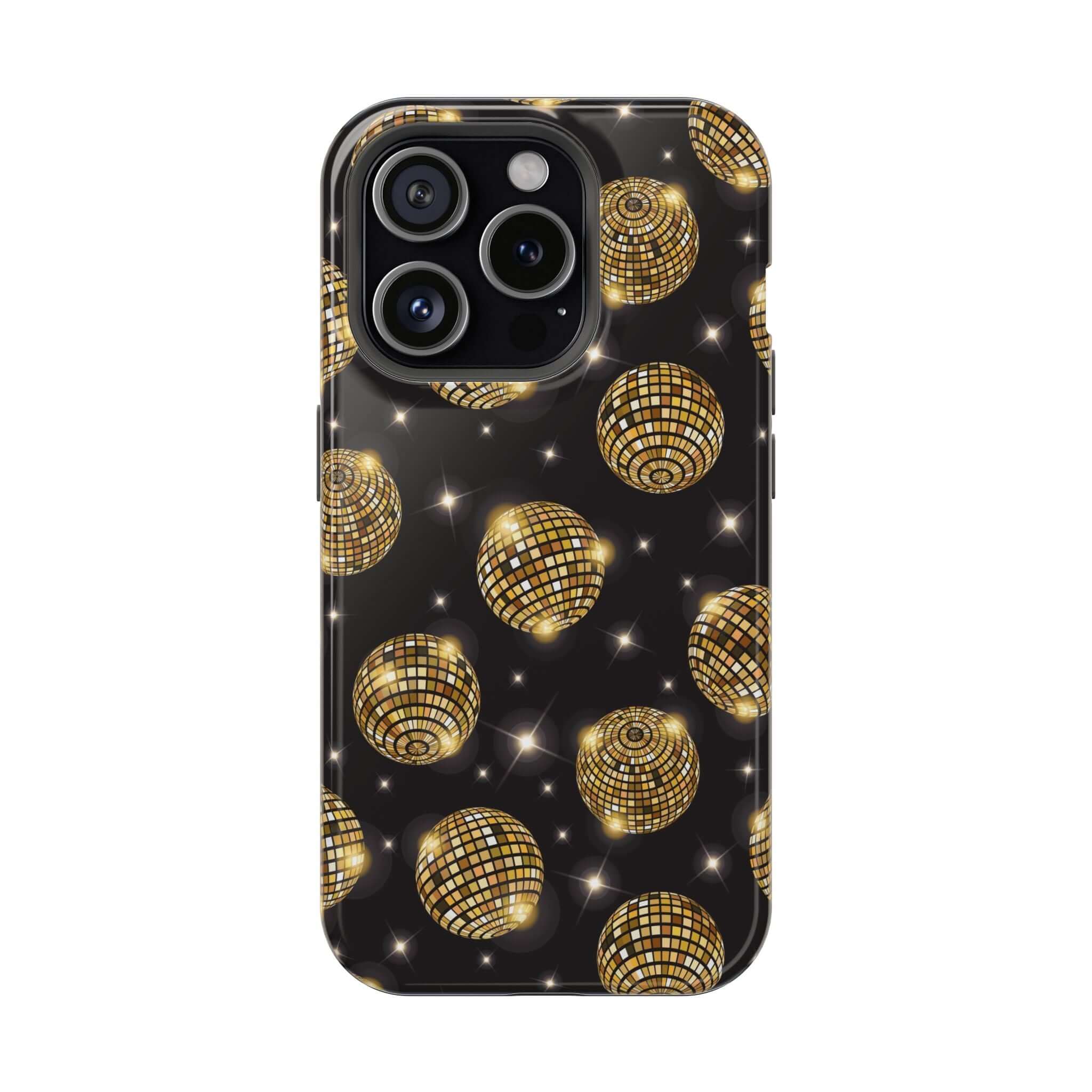 Gold Disco Ball iPhone 14 Case - Cute Shimmering Phone Cover with Free Shipping