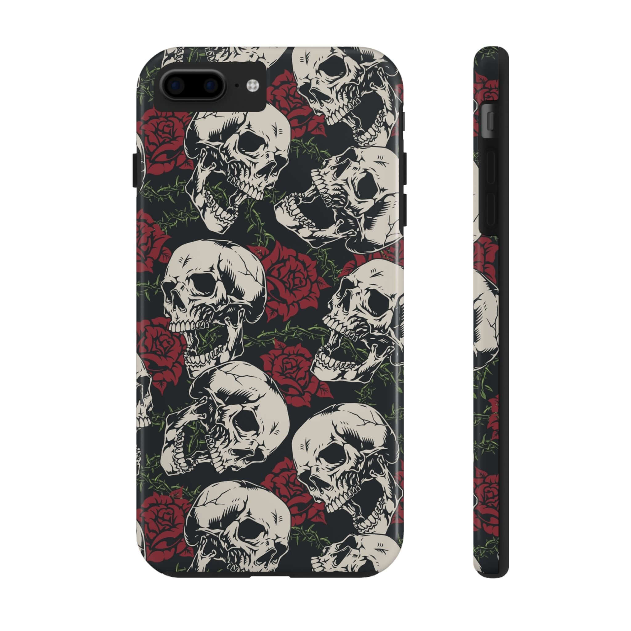 Baddie Girl Vibes Skull Rose Case for iPhone with rebellious biker design and roses, cute MagSafe iPhone 16 case, cute protective phone case