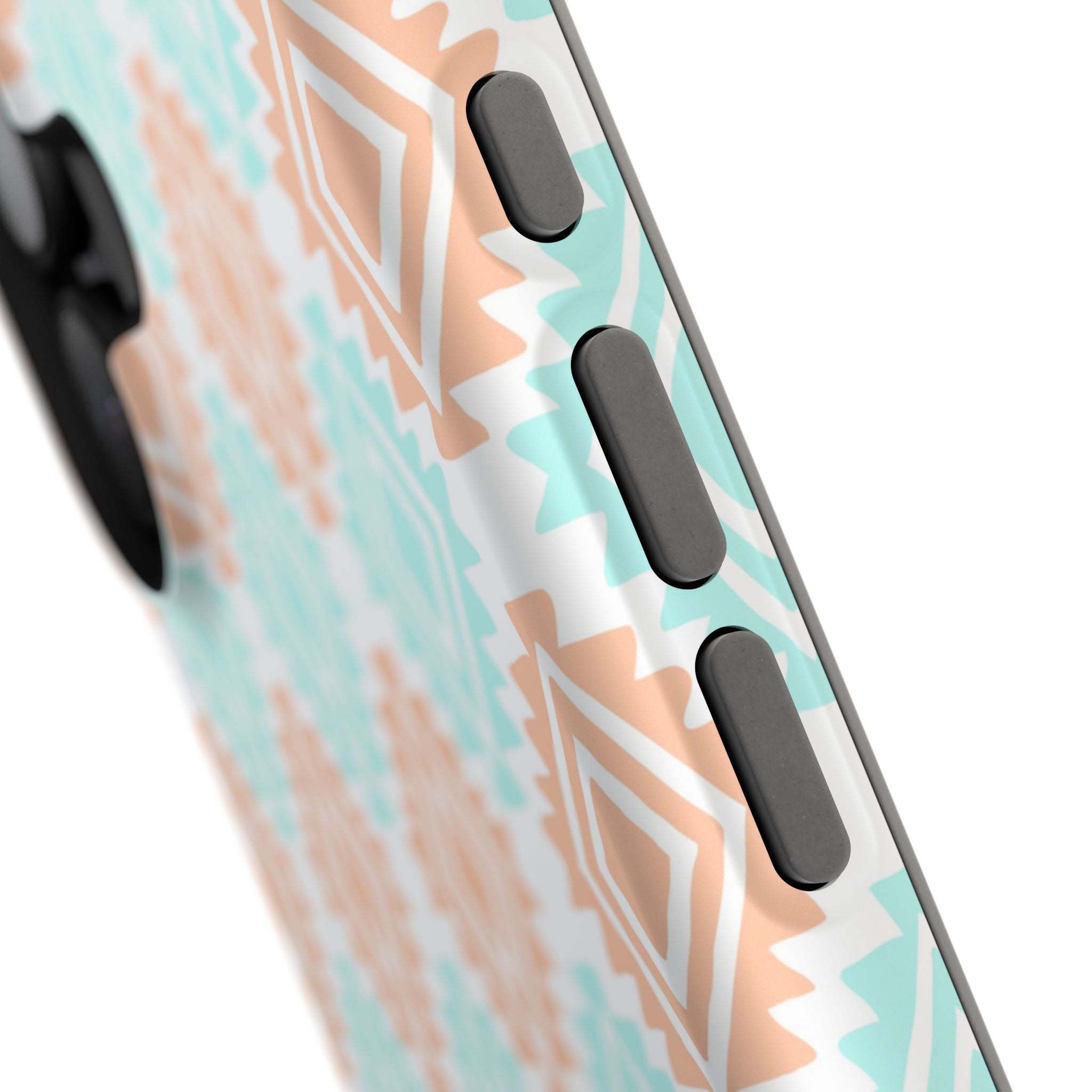 Southwestern abstract design on MagSafe iPhone case. Cute phone cover in pastel colors. Floral-inspired, protective, and functional.