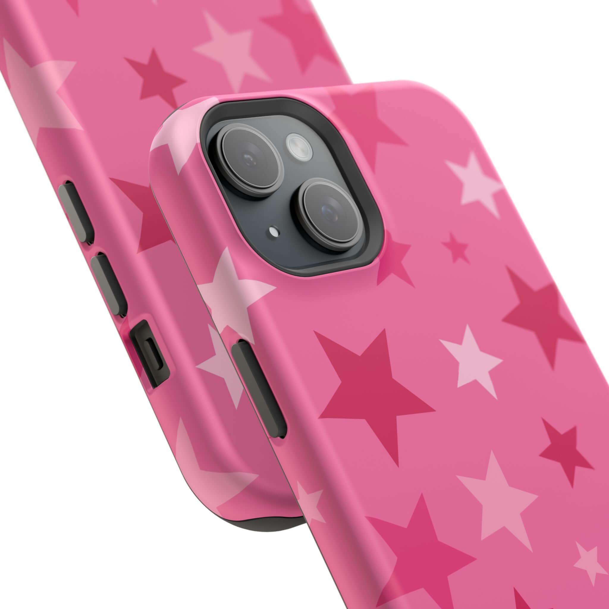 Pink stars iPhone case showcasing cute design and protective features for trendy phone lovers.