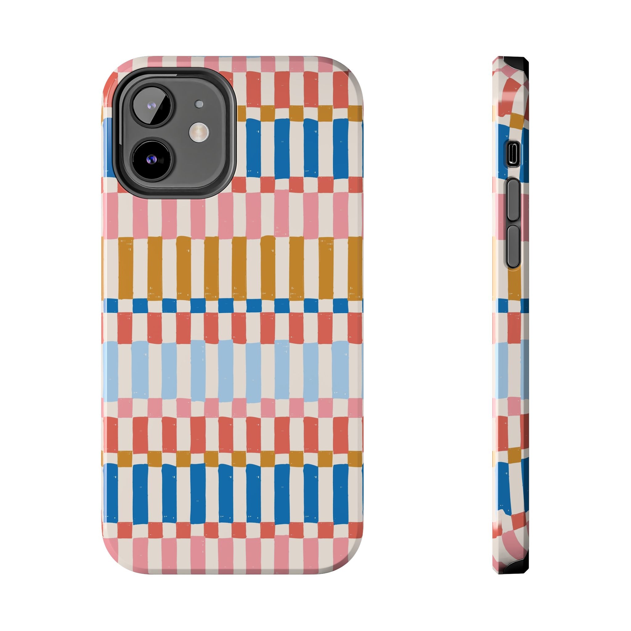 Colorwave Stripes vintage phone case with vibrant stripes, sleek design, perfect for protecting your iPhone and making a stylish statement