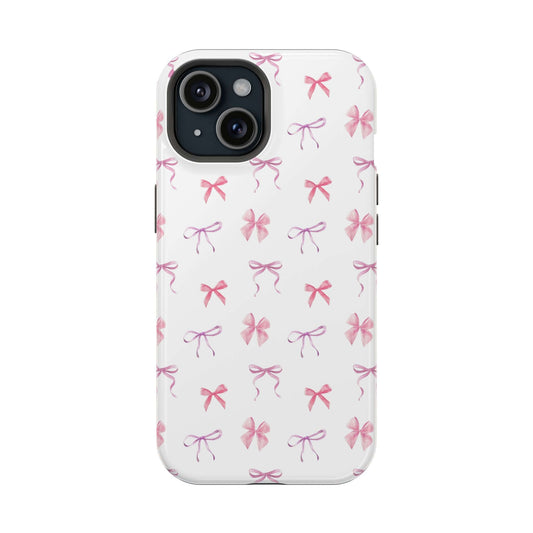 Pink iPhone case with cute watercolor bows design, perfect for girlie needs. Enjoy free shipping on this adorable flower-themed accessory.