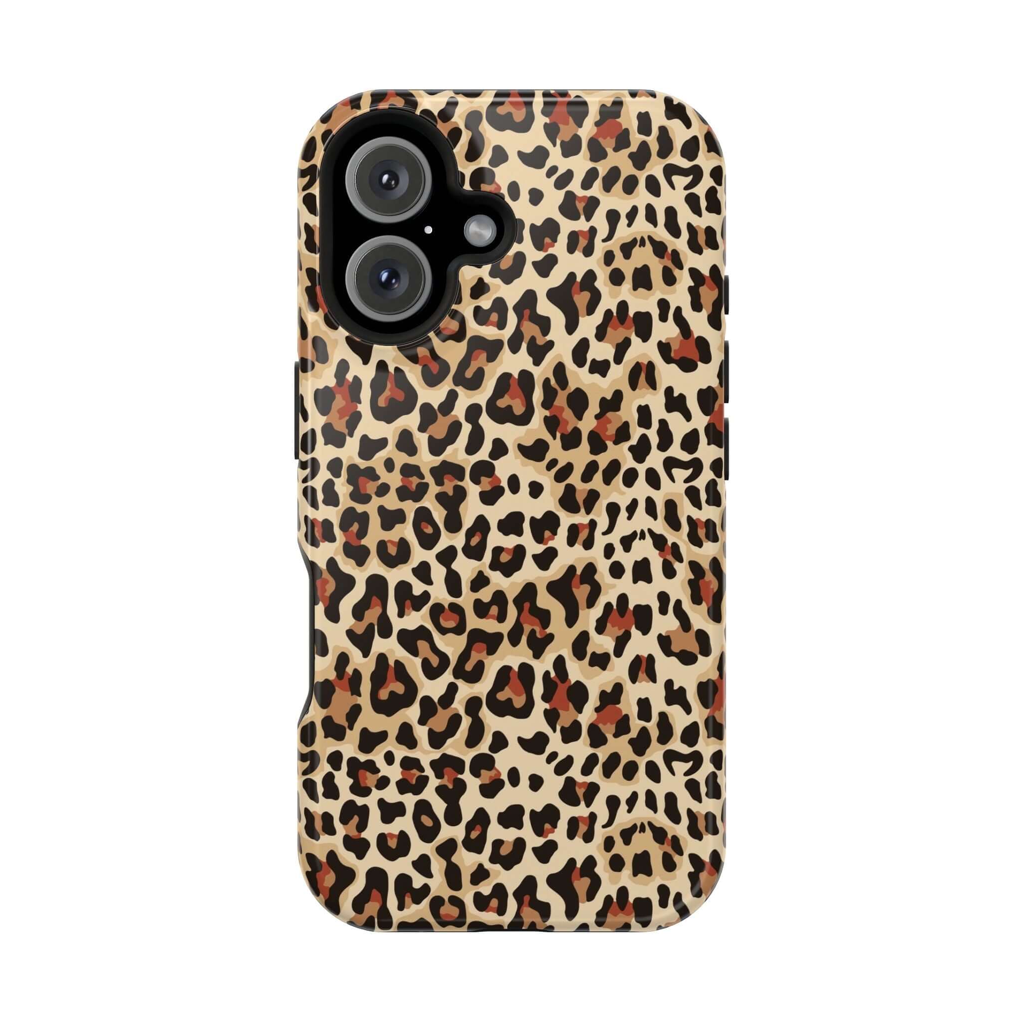 Wildly Chic Leopard Print MagSafe iPhone Case, colorful and abstract design, cute phone case for style and protection.