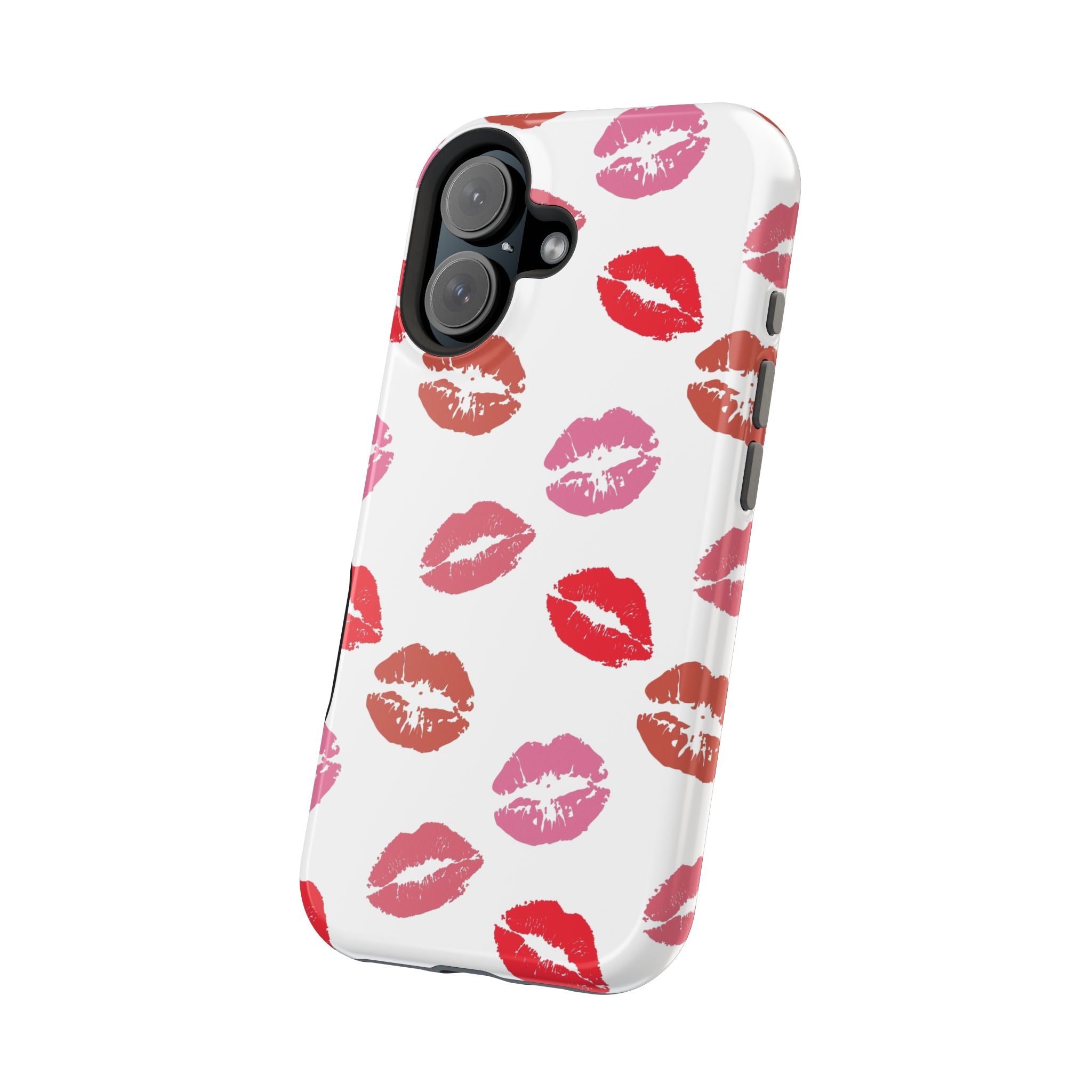 Cute phone cover with colorful kiss prints, designed to protect your phone while showcasing a fun and flirty style.