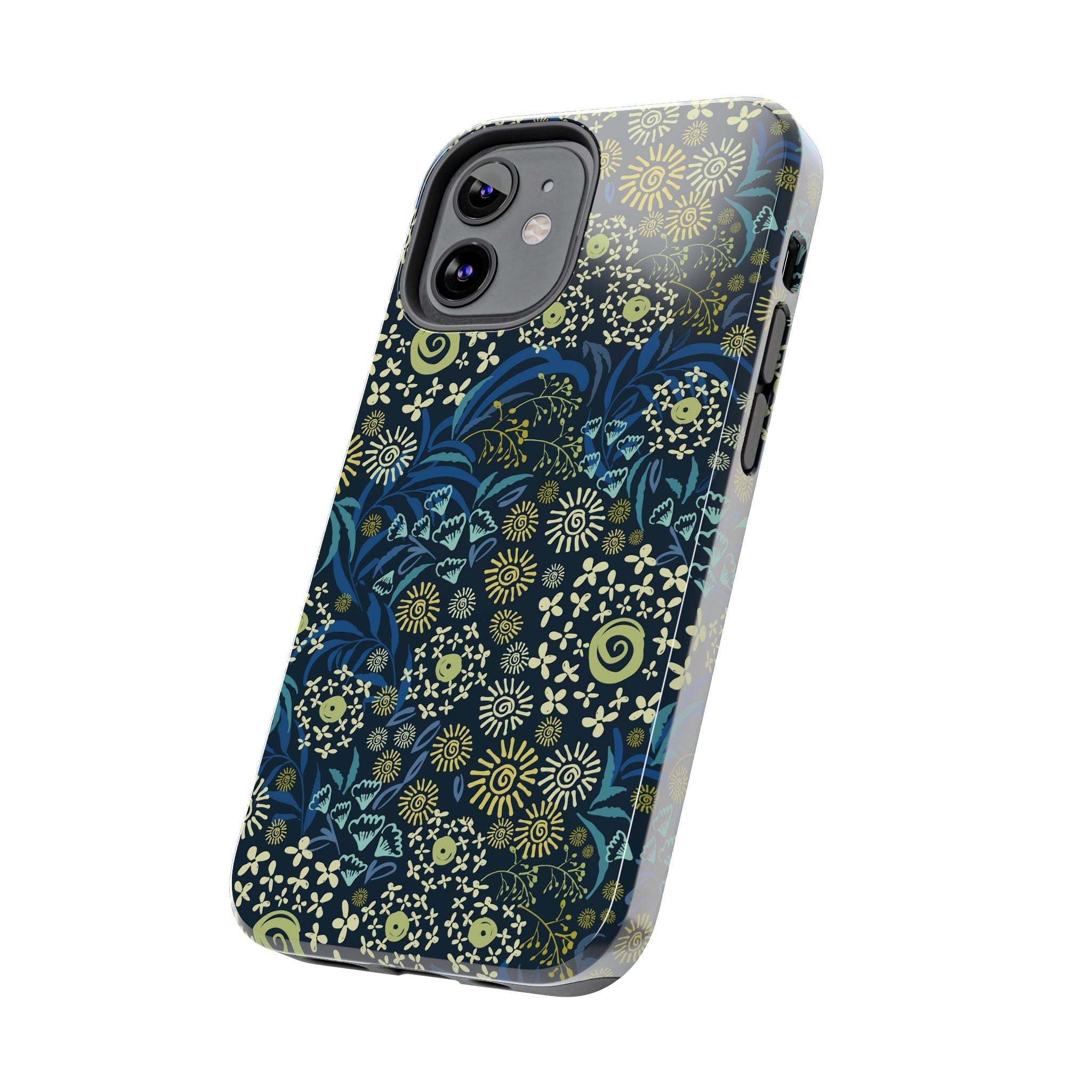 Botanic Breeze blue floral iPhone case cover with cute botanical design for phone protection