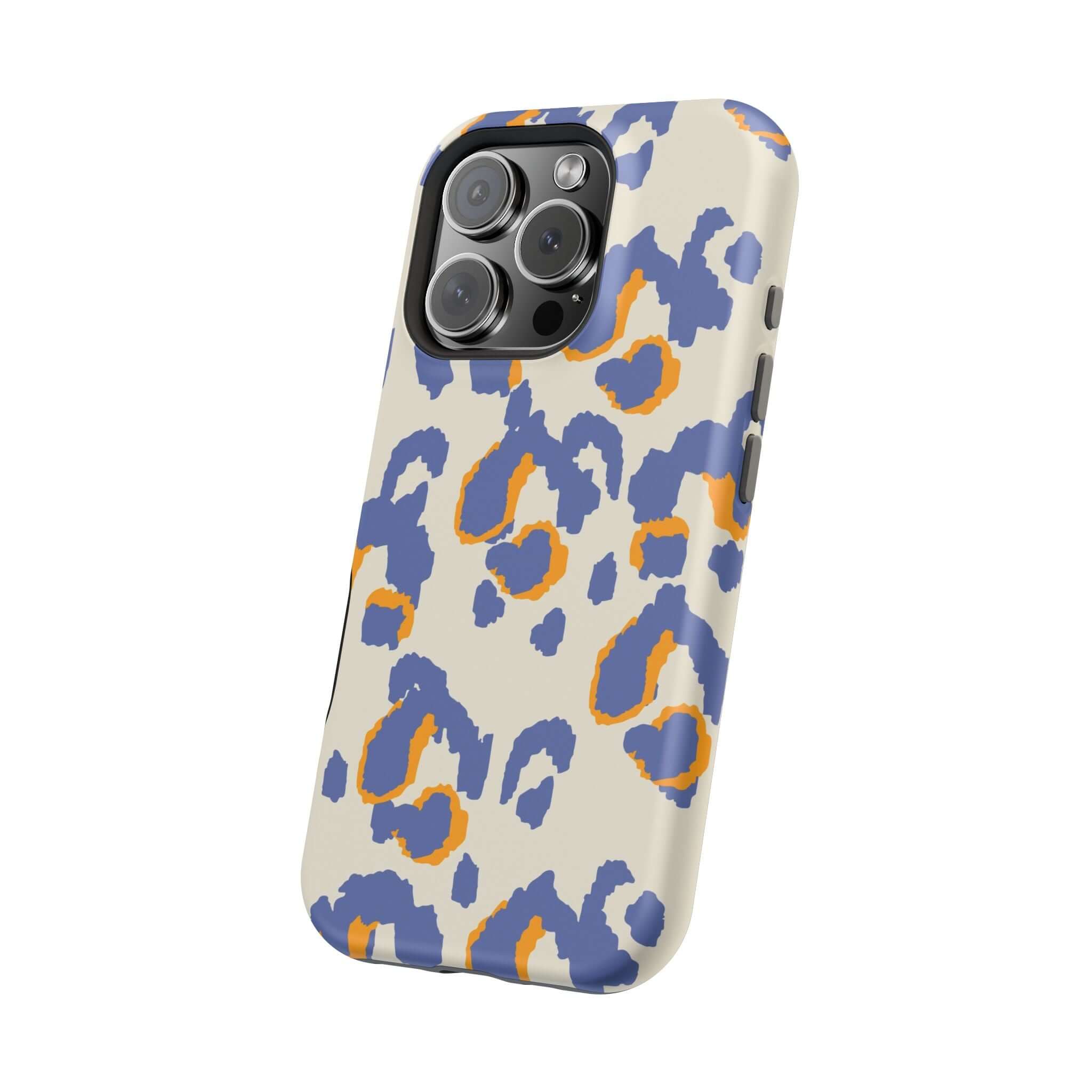 Blue Leopard Print MagSafe iPhone Case with Abstract Pattern – Cute and Colorful Design for Stylish Phone Protection