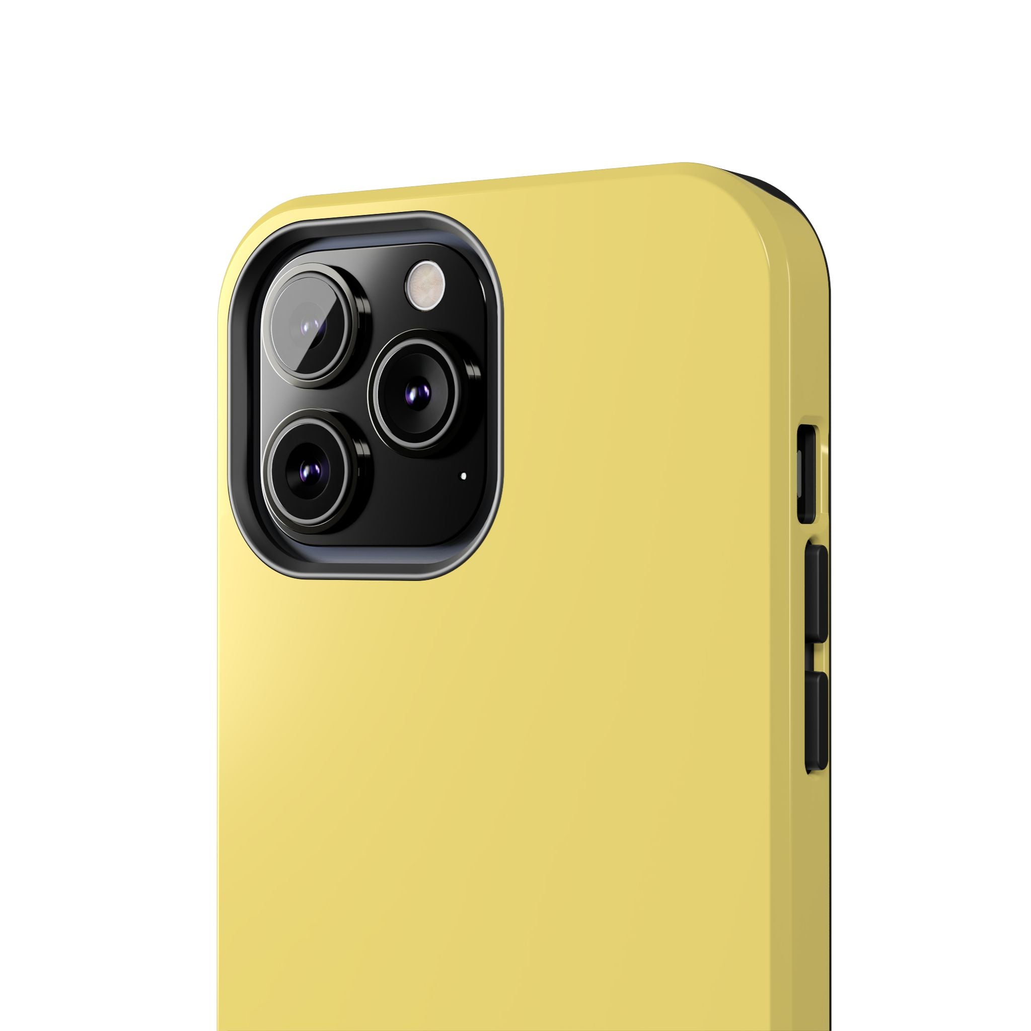 Cute solid yellow iPhone case with a playful design, perfect for adding a pop of color to your phone.