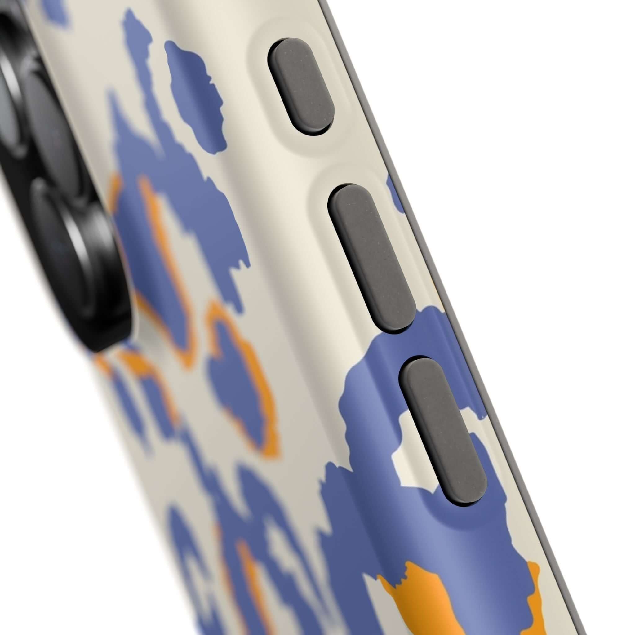 Blue Leopard Print MagSafe iPhone Case with Colorful Abstract Design and Cute Style for Added Phone Protection