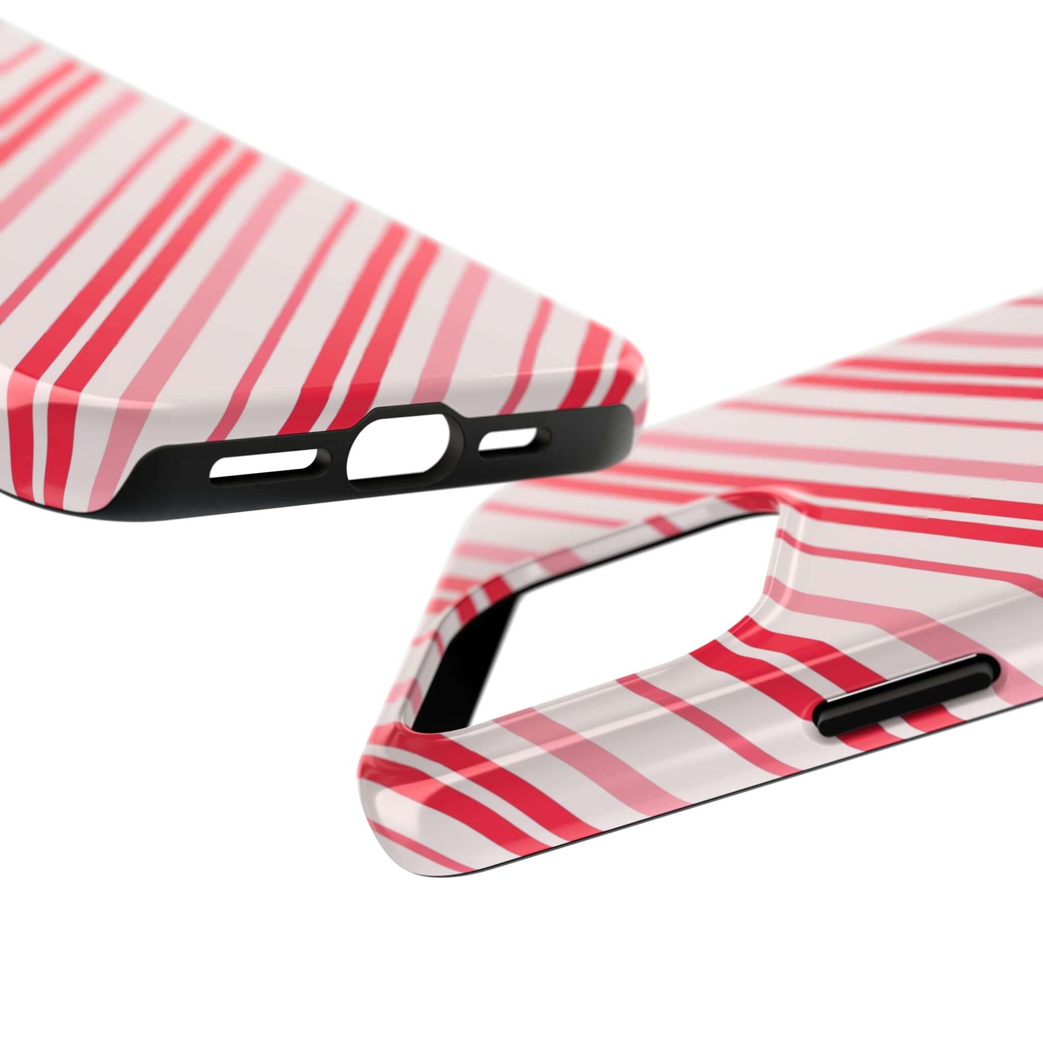 Festive striped Candy Cane Cutie phone case, perfect for a cute holiday style and custom iPhone design.