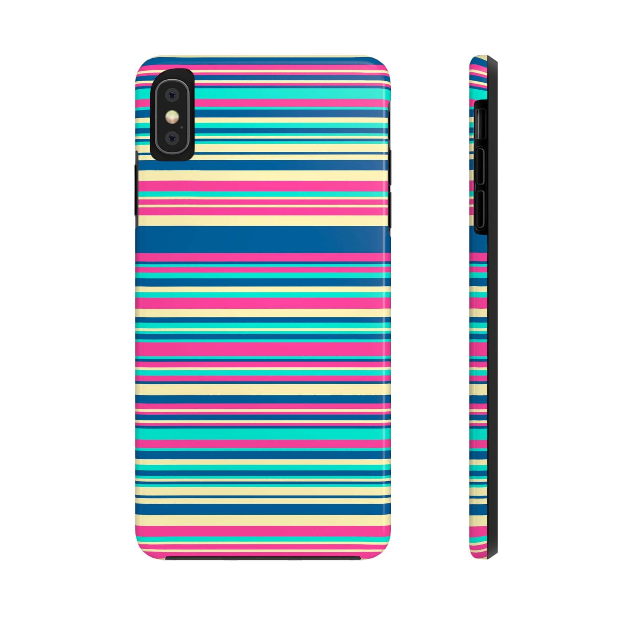 Colorful striped phone case for iPhone 14 and 15, add a cute and playful touch to your phone with free shipping