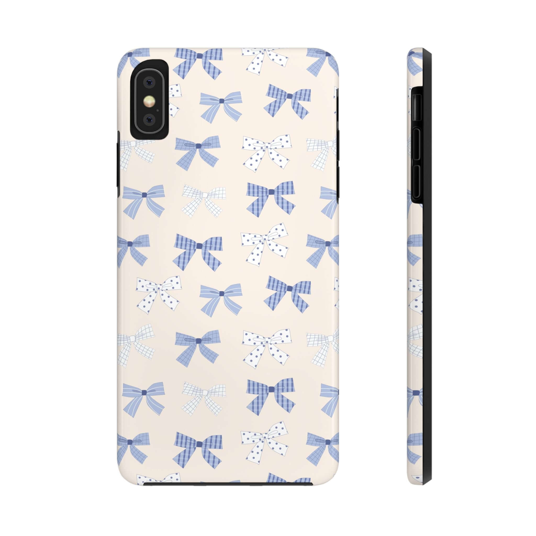 Blue Coquette cute phone case with blue bows for iPhone 16, perfect for bride-to-be. Playful and stylish phone protection.