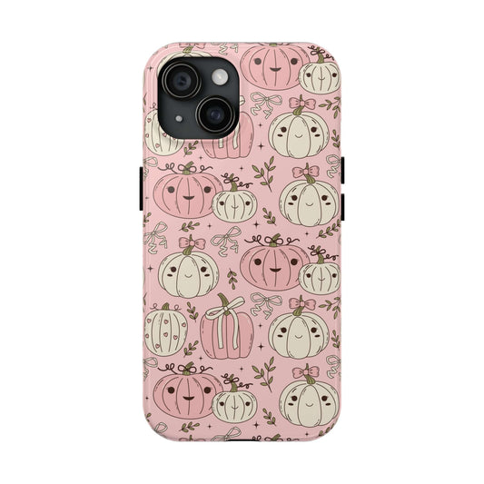 Coquette Halloween Pink Pumpkin iPhone 15 Case - Cute and Festive Phone Cover for Fall Season.