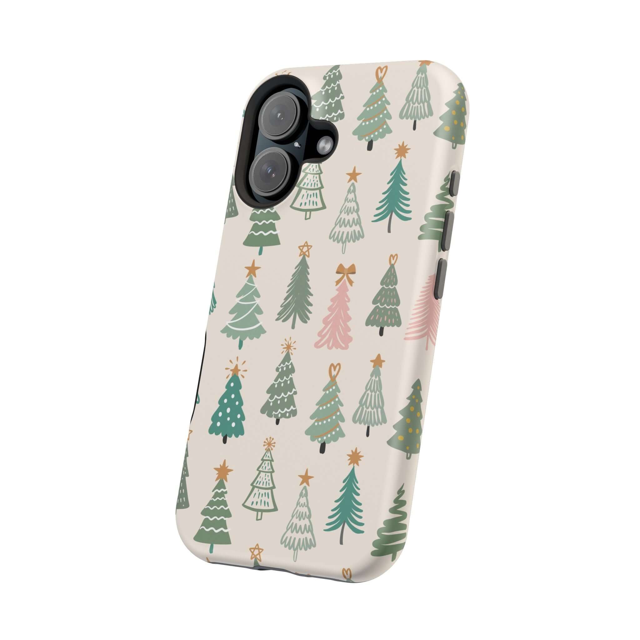 Christmas tree design MagSafe case with festive holiday pattern, perfect Xmas phone case and cute phone cover.