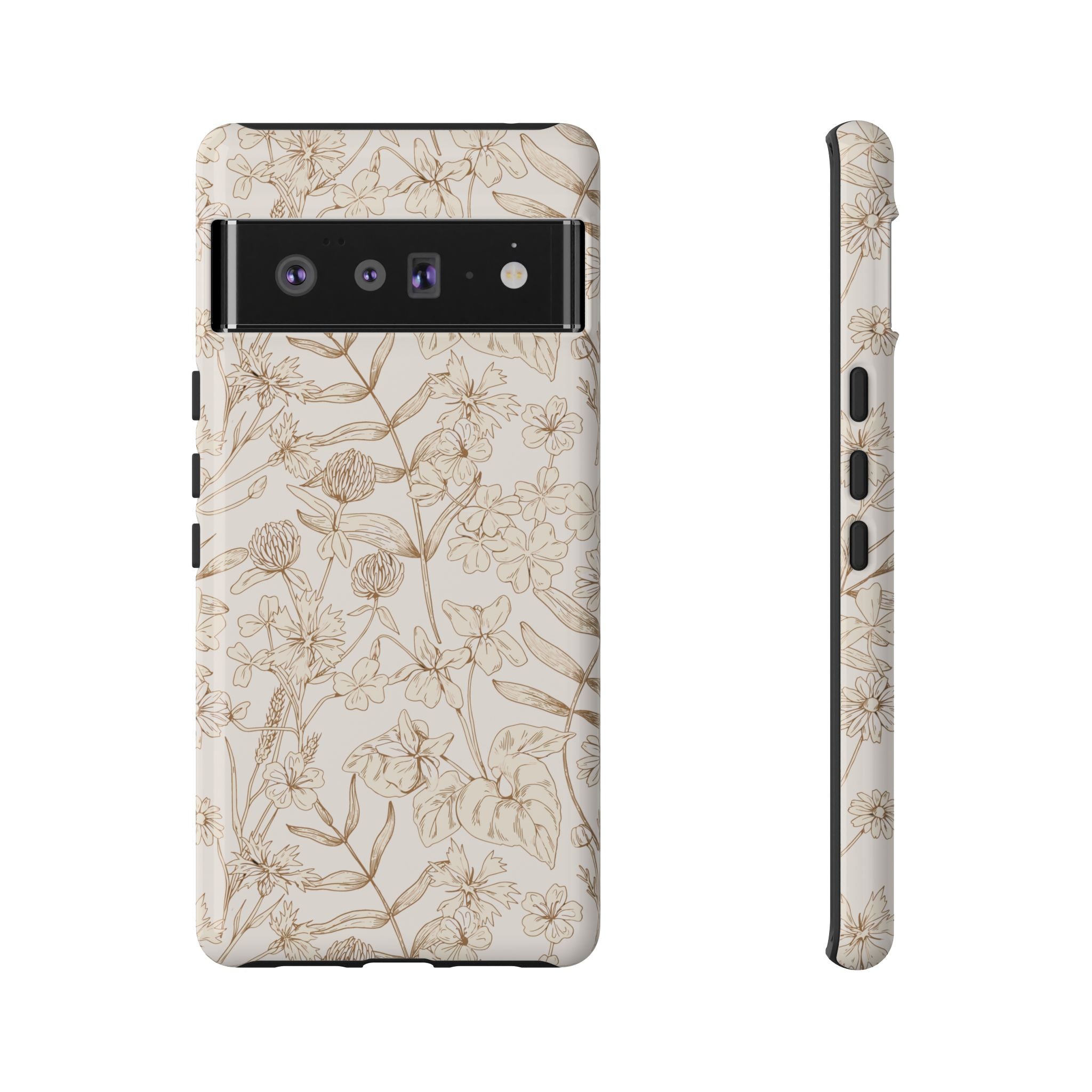 Cute Beige Thyme Tan Garden Samsung Phone Case with Floral Design