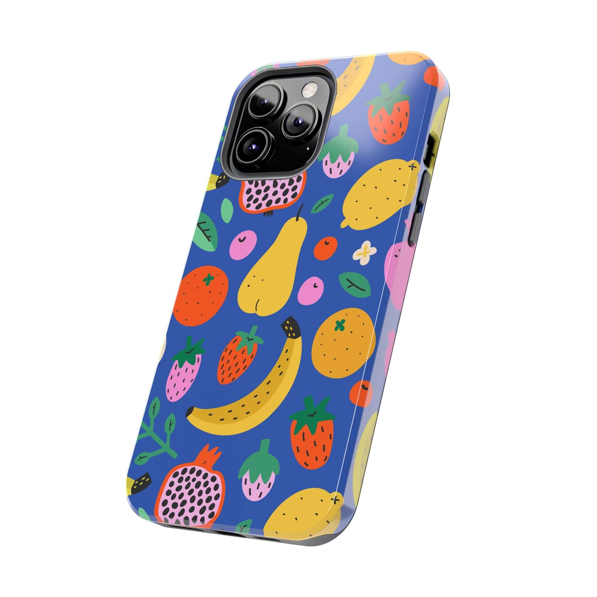 Cute phone cover with tropical fruit design, perfect for summer and beach vacations | Apple iPhone case.