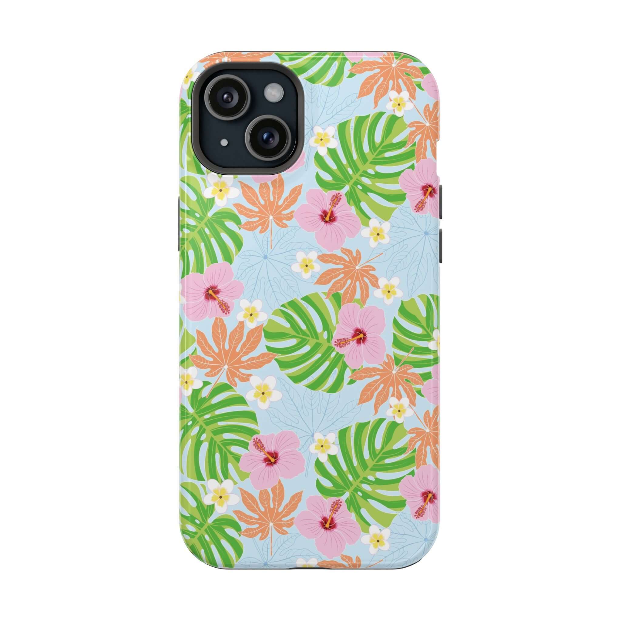 Island Hibiscus MagSafe iPhone 14 Pro case with colorful tropical floral design - cute phone cover for added style and functionality