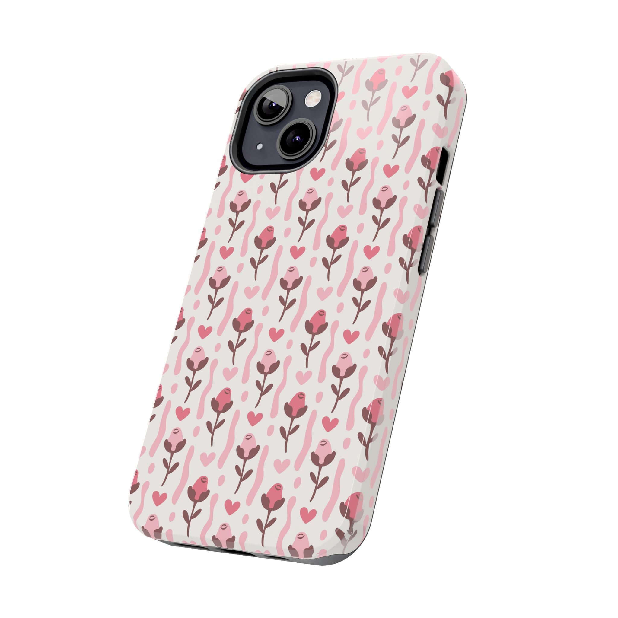 Cute custom iPhone case with charming coquette and red roses design, perfect phone cover for iPhone, free shipping available.