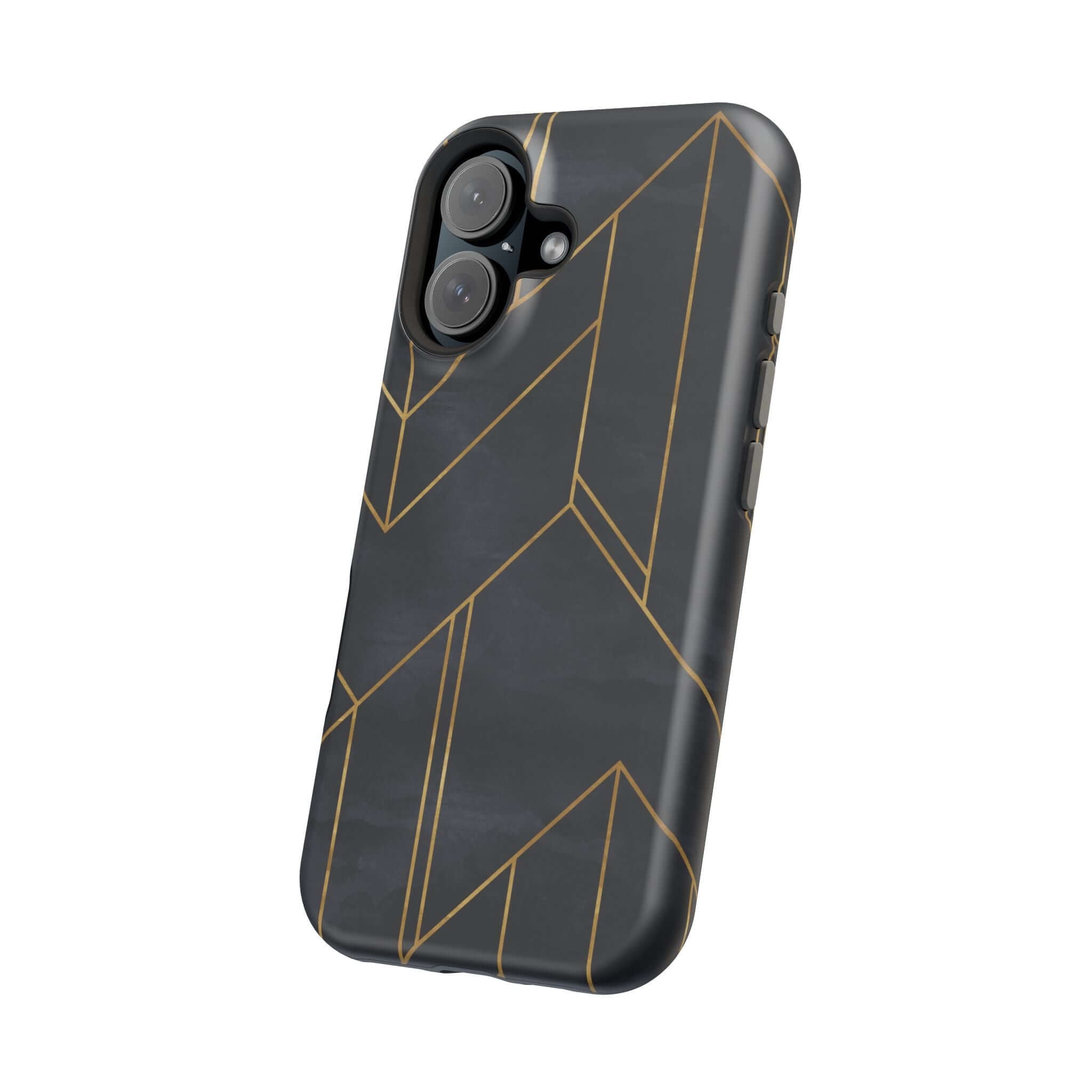 Modern Geometric iPhone Case with Abstract Design, Sleek Black and Gold Lines, Colorful Urban Vibe, Cute and Stylish Phone Protection