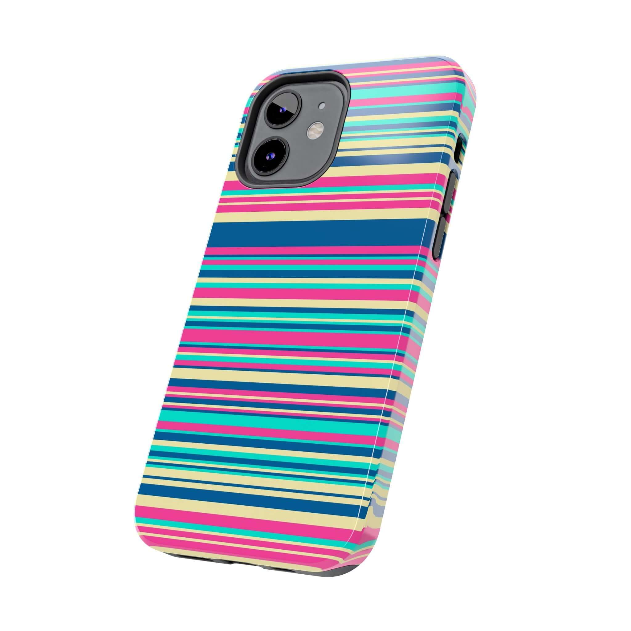 Colorful striped phone case for iPhone 14 and iPhone 15, protective and cute - Color Pop Case with free shipping.