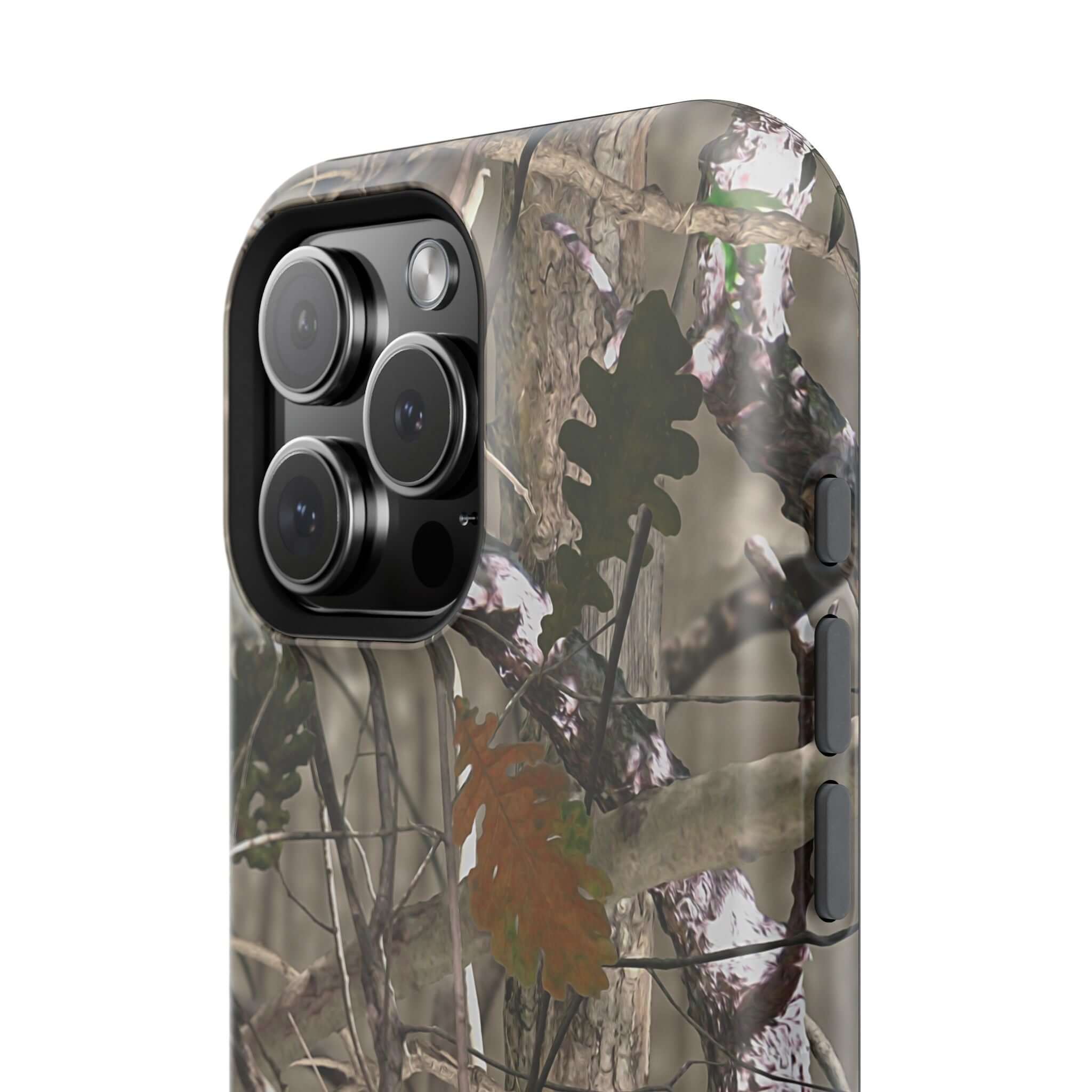 Forest camo phone case featuring animal print with MagSafe technology for modern iPhones, offering cute and quirky style.