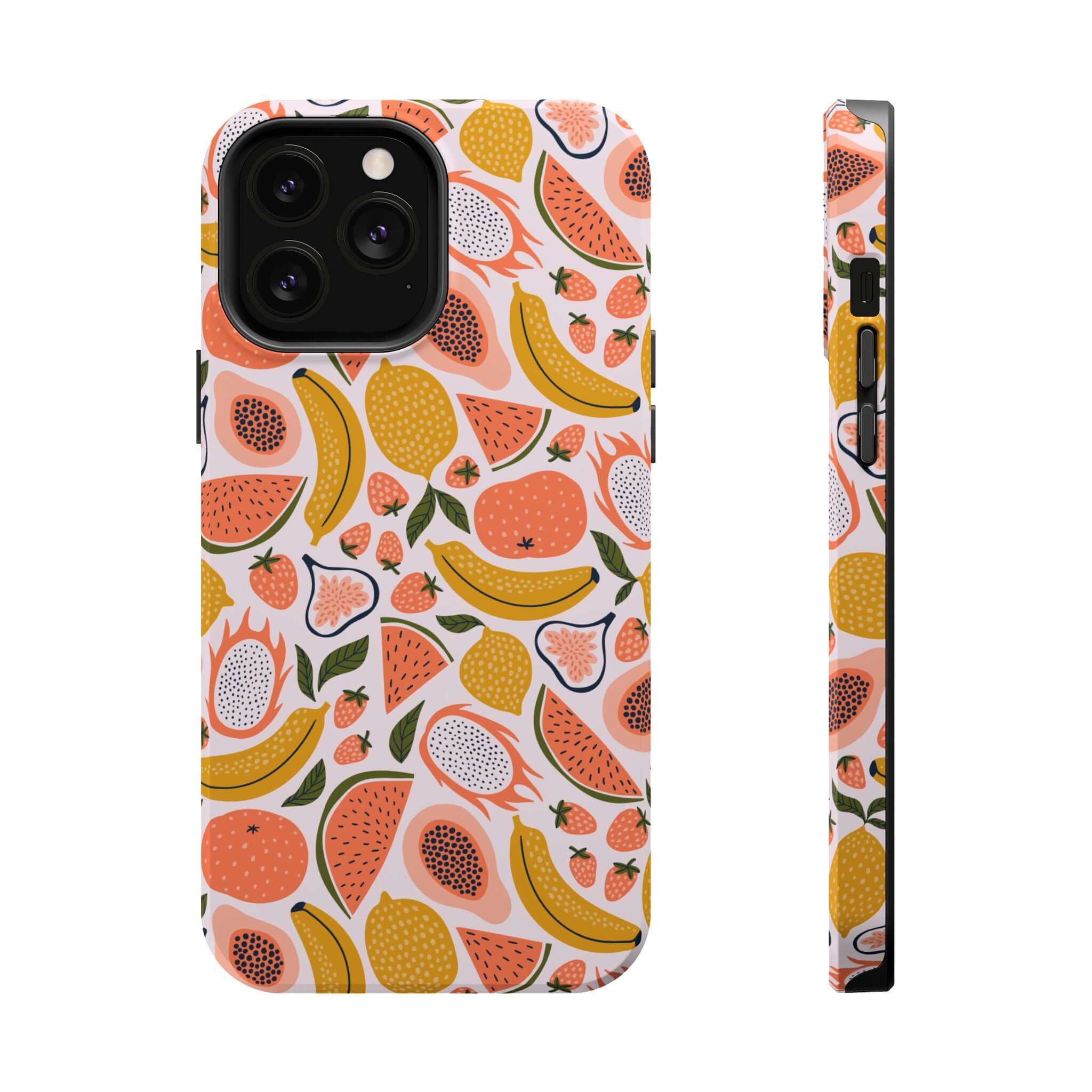 Cute iPhone 14 case with tropical fruit design, summer sweetness phone cover, free shipping, playful style protection