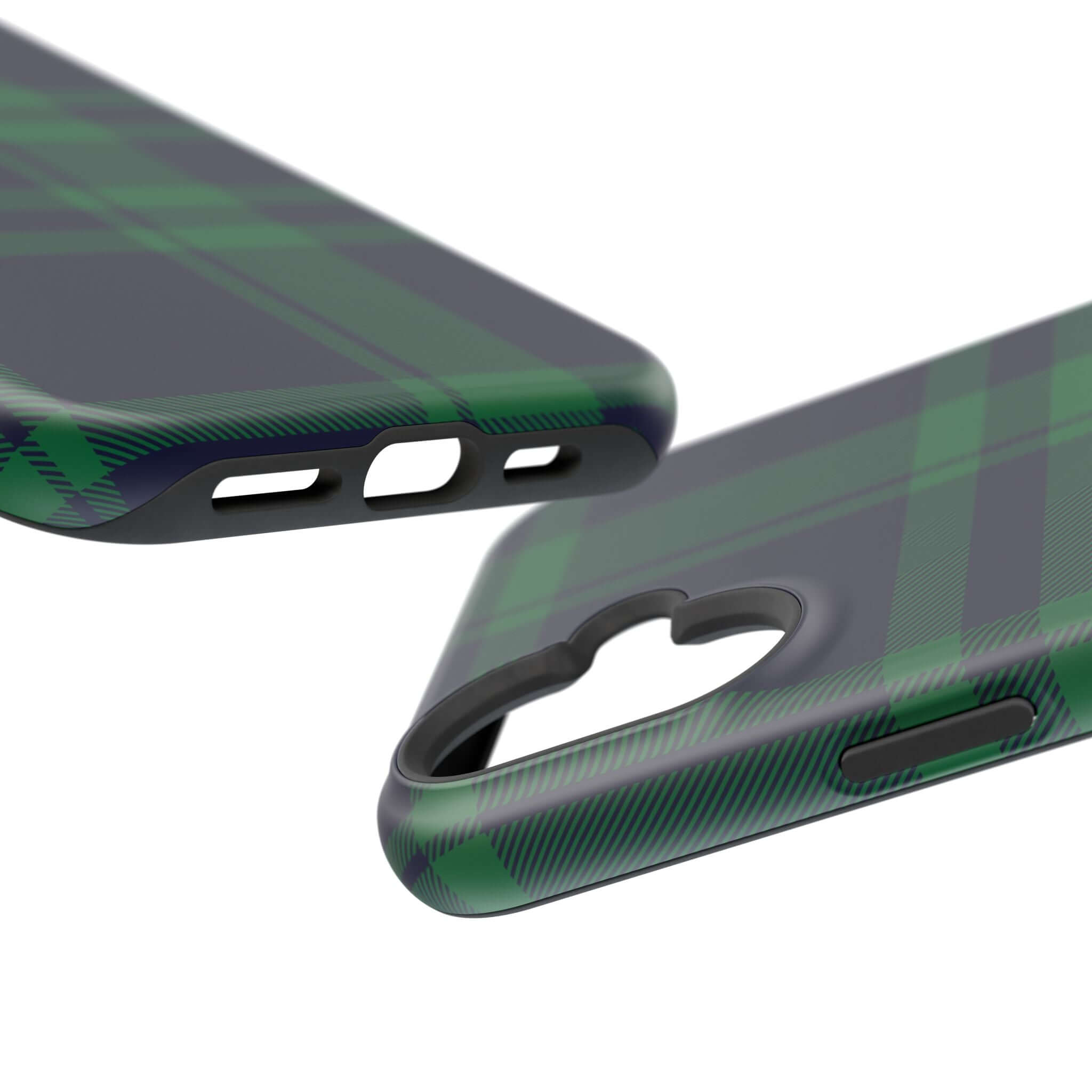 Mistletoe Plaid MagSafe Case showcasing a cute plaid pattern in green, perfect for Christmas and protecting your iPhone.