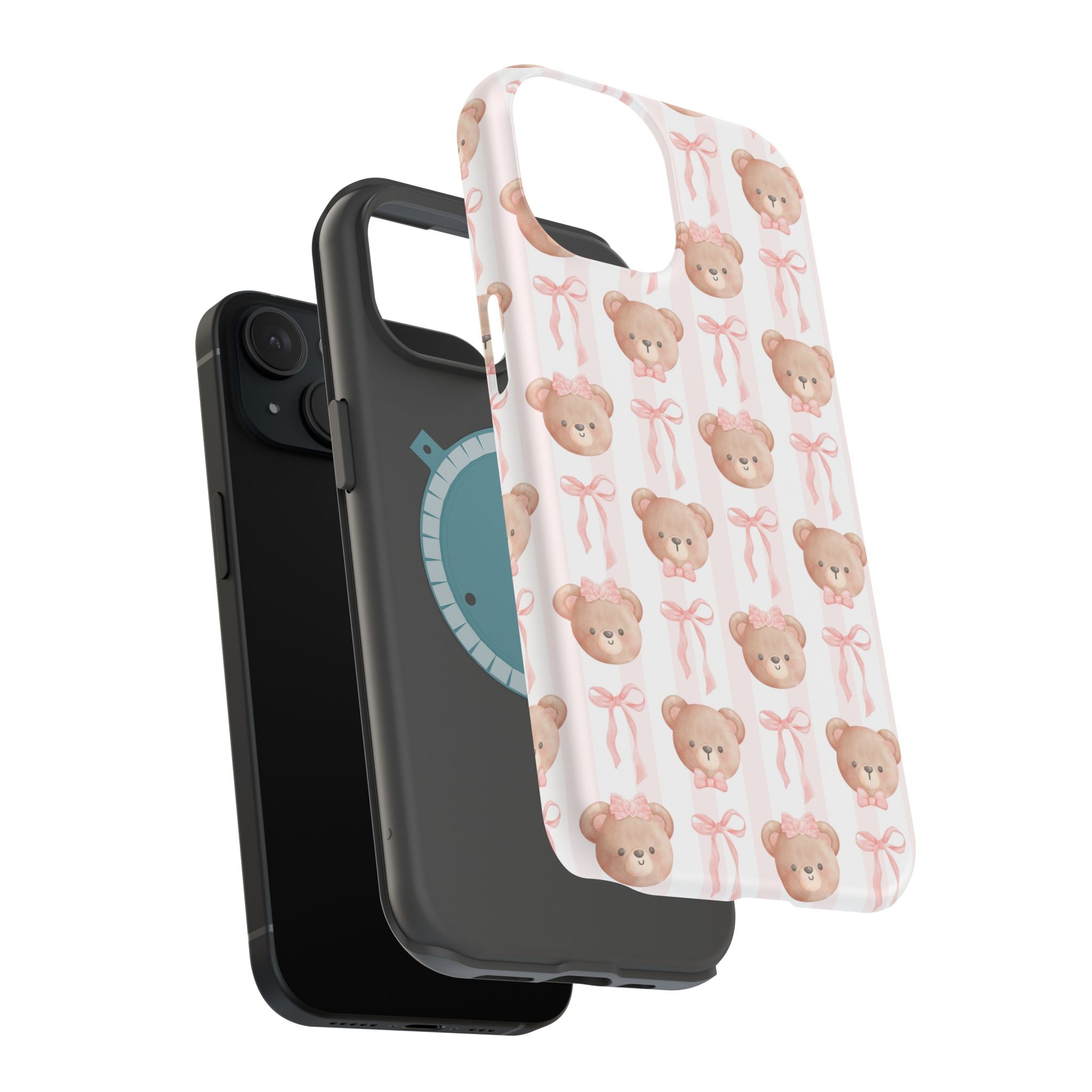 Beary Cute Coquette Bears Phone Case with adorable bear design and vibrant colors, perfect for a playful and cute phone cover.