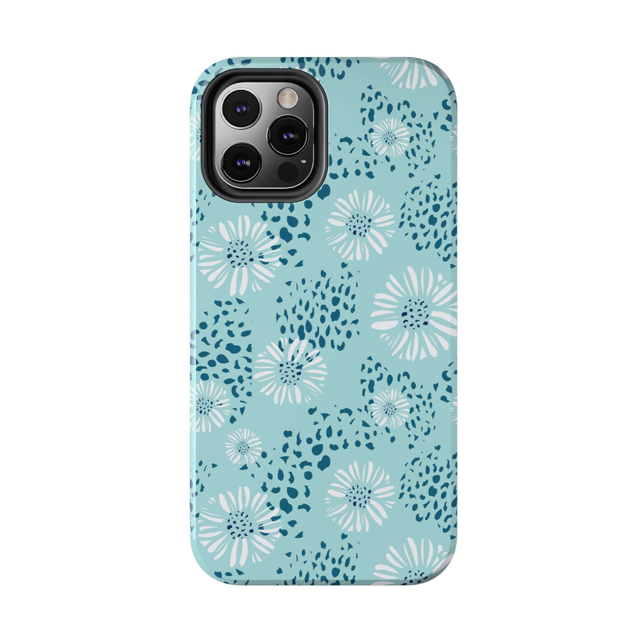 Coastal Aesthetics Floral Beach case for iPhone 14 Pro Max with teal floral design, cute and colorful phone case