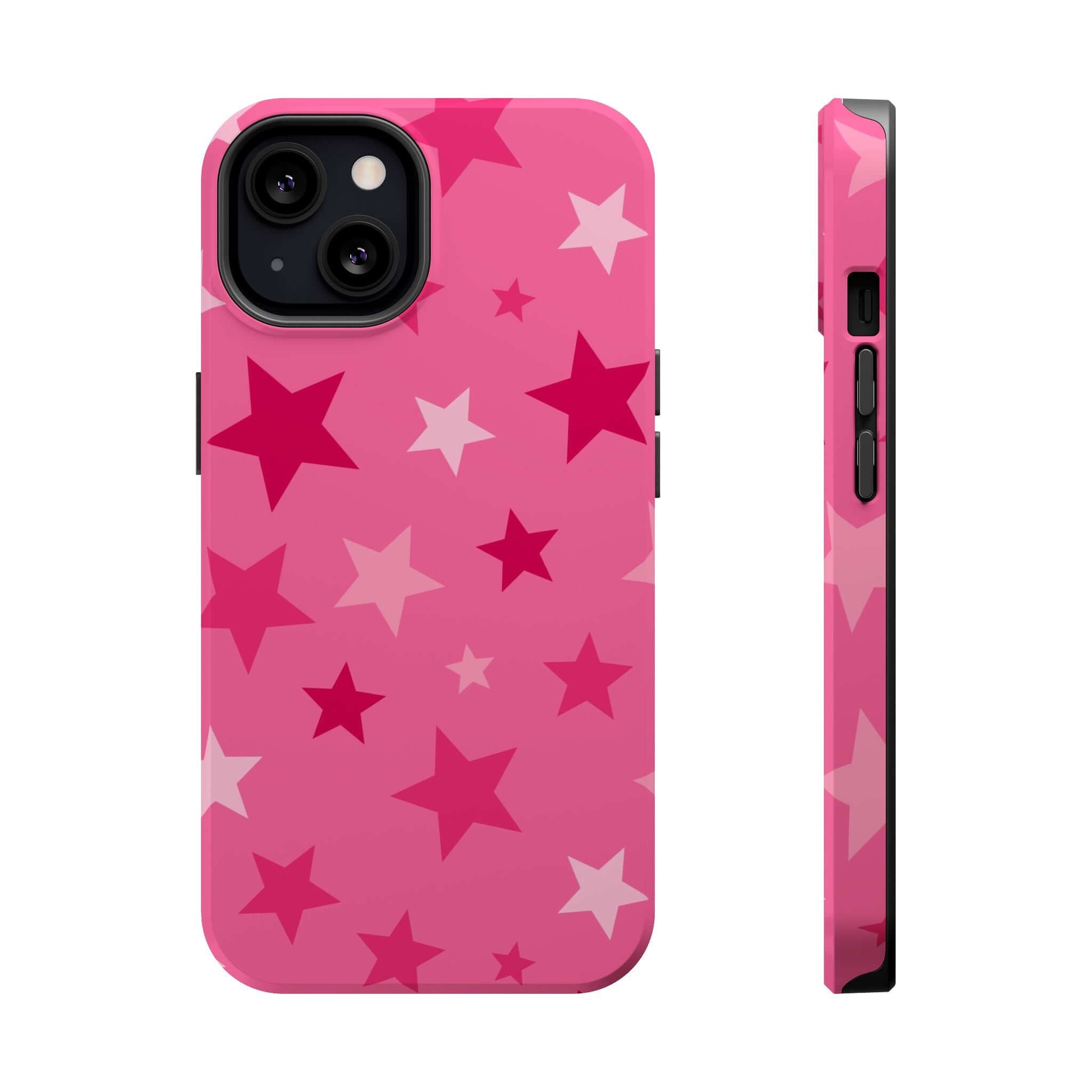 Cute pink stars phone case for Apple iPhone, perfect for starry-eyed trendsetters! Stylish and protective MagSafe design.