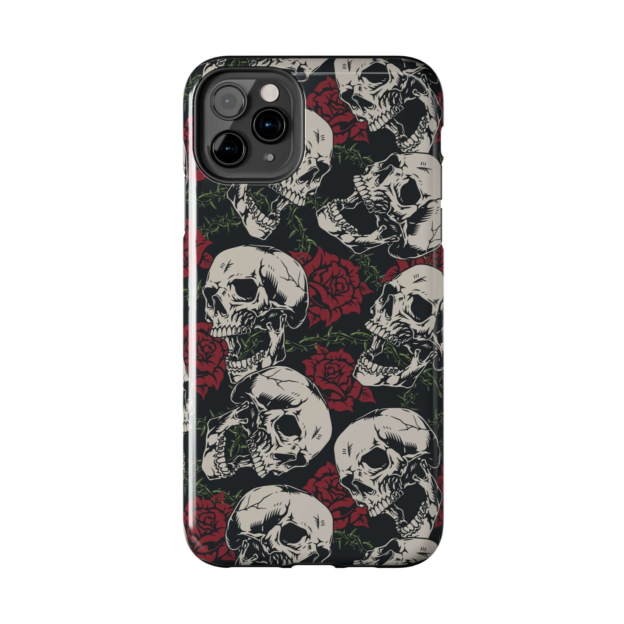 Cute MagSafe iPhone 16 case with rebellious skull and rose design, perfect as a protective phone case.