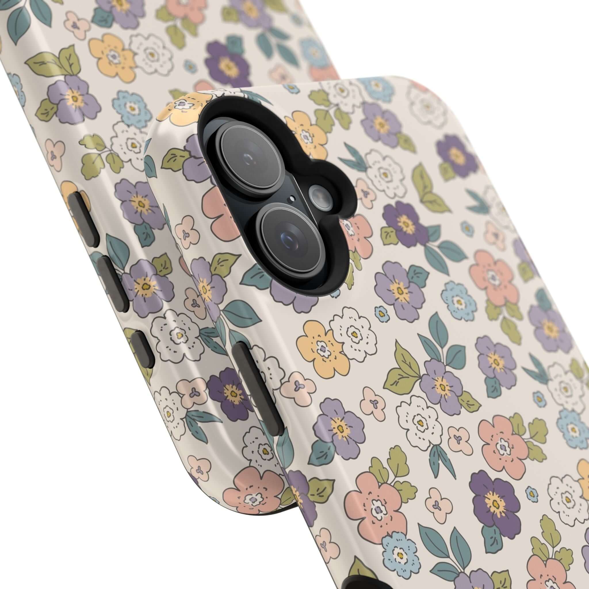 Colorful Ditsy Daisies iPhone case featuring cute floral design, perfect for beachy vibes and stylish phone protection.