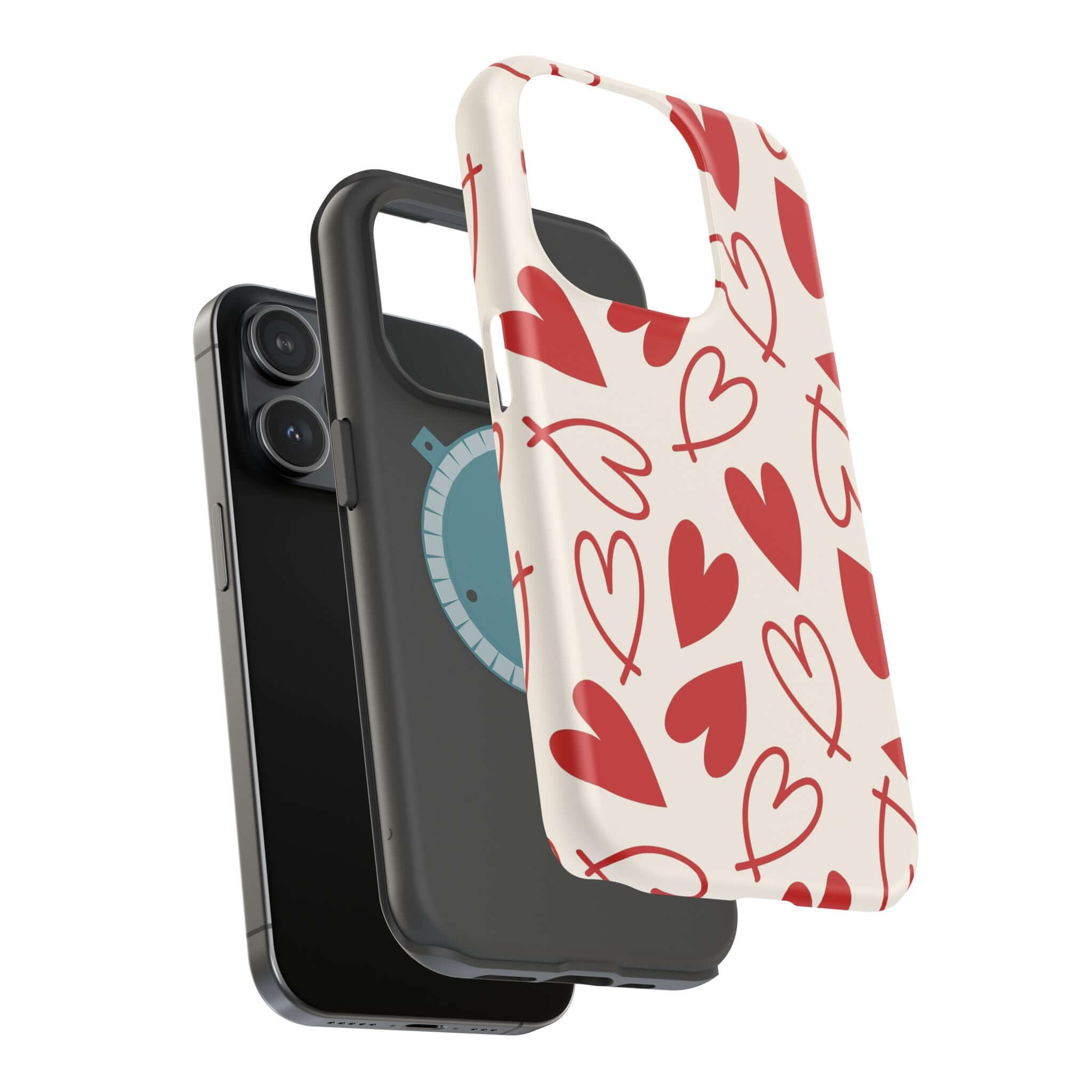 Cute phone cover with red hearts design, Be Mine iPhone case for stylish protection and fun accessory.