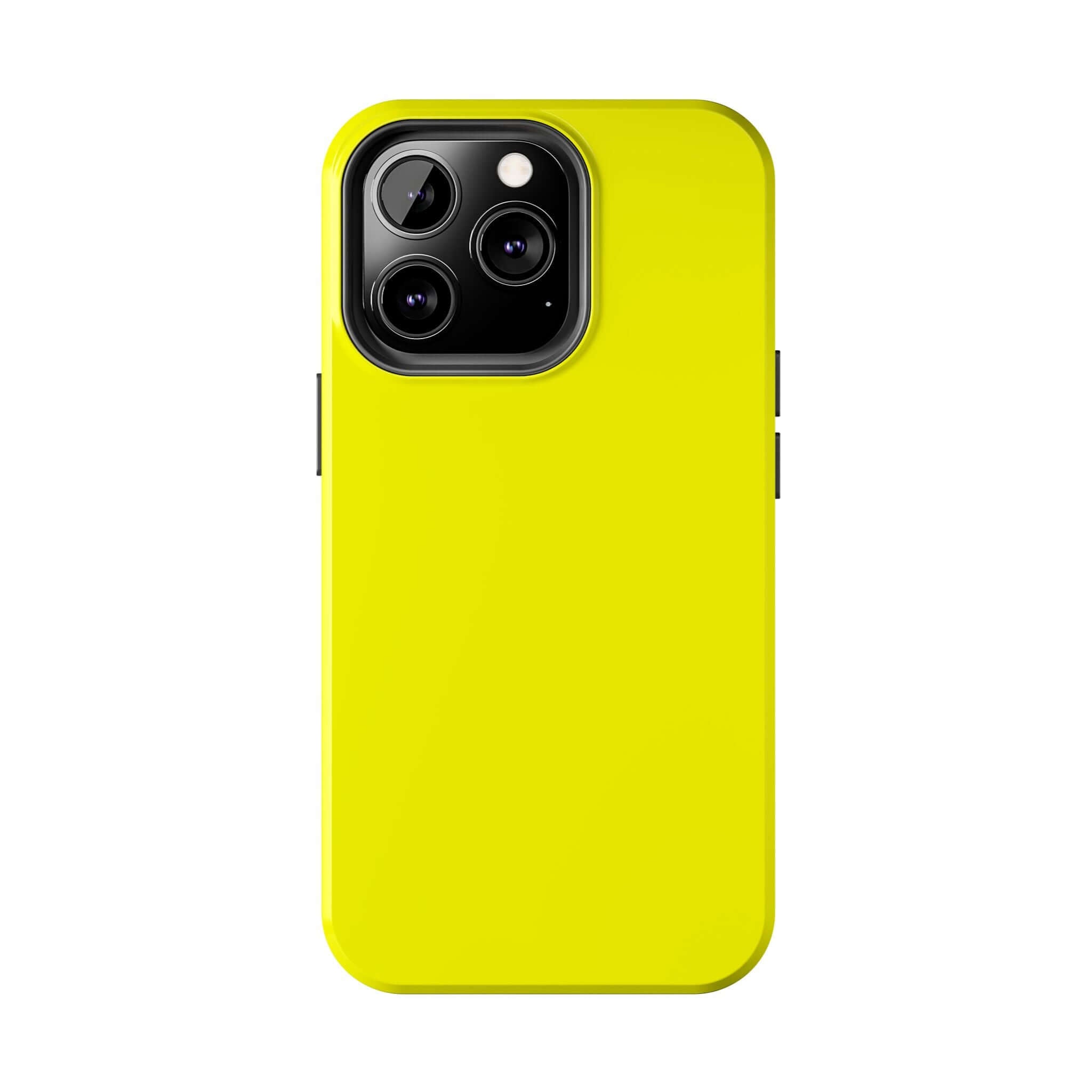 Neon yellow iPhone case named Solar Flare, part of cute and quirky phone cases collection with free shipping on the cutest phone case website.