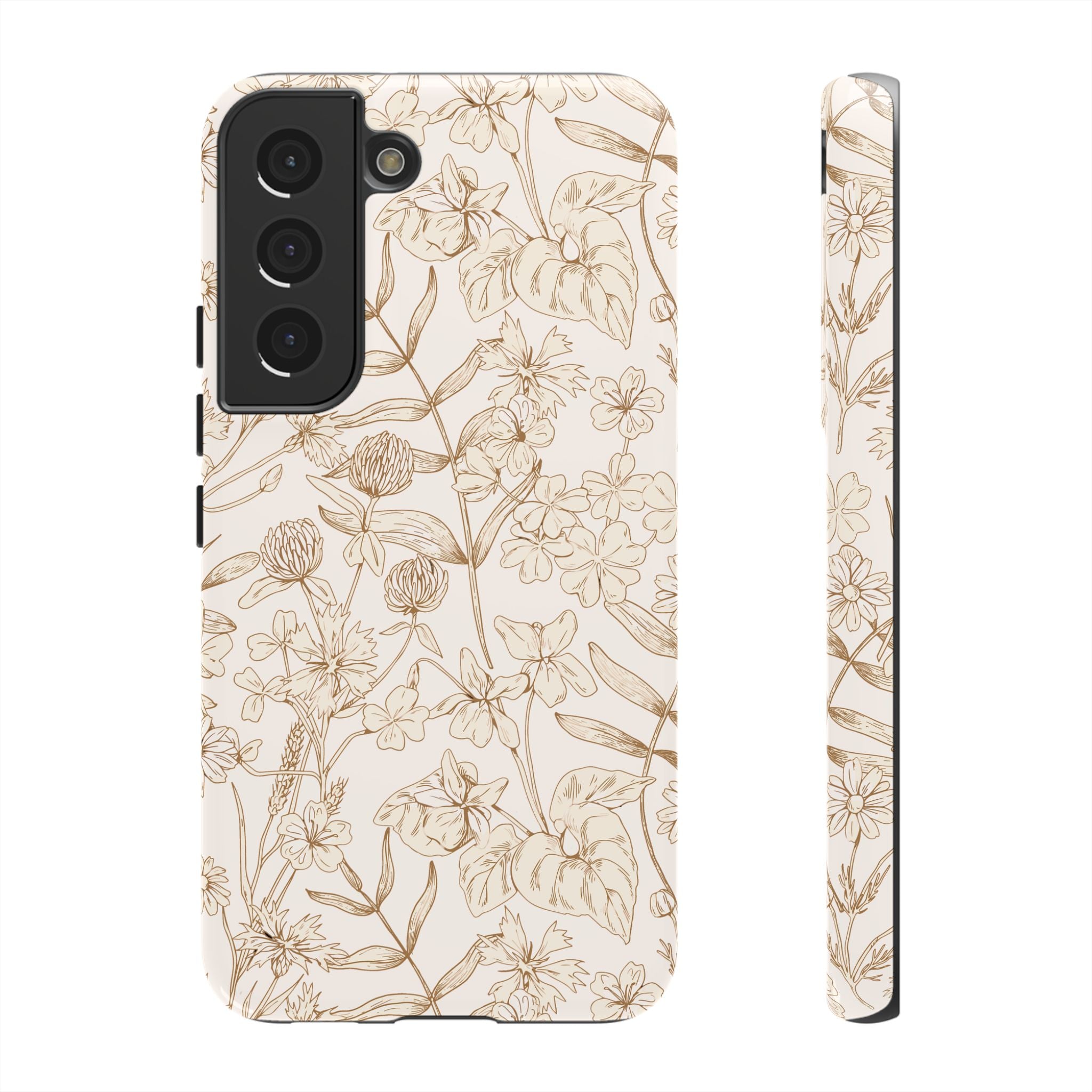 Beige Thyme Tan Garden Cute Phone Case for Samsung with Floral Design, Ideal for iPhone 16 Look, Beige and Tan Nature Theme.