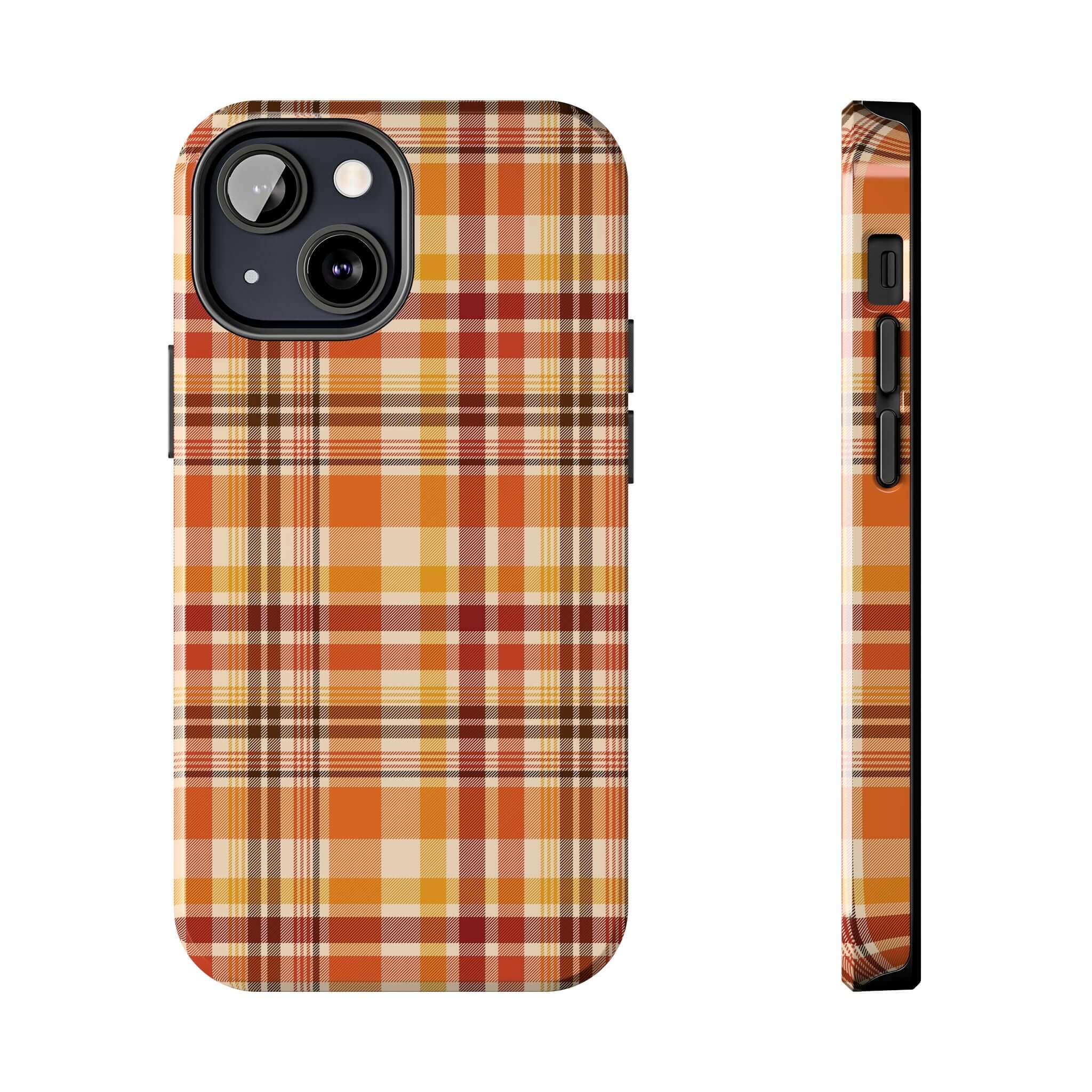 Autumn Air fall plaid phone case featuring a fun and protective design perfect for the autumn season, suitable for cute iPhone cases.