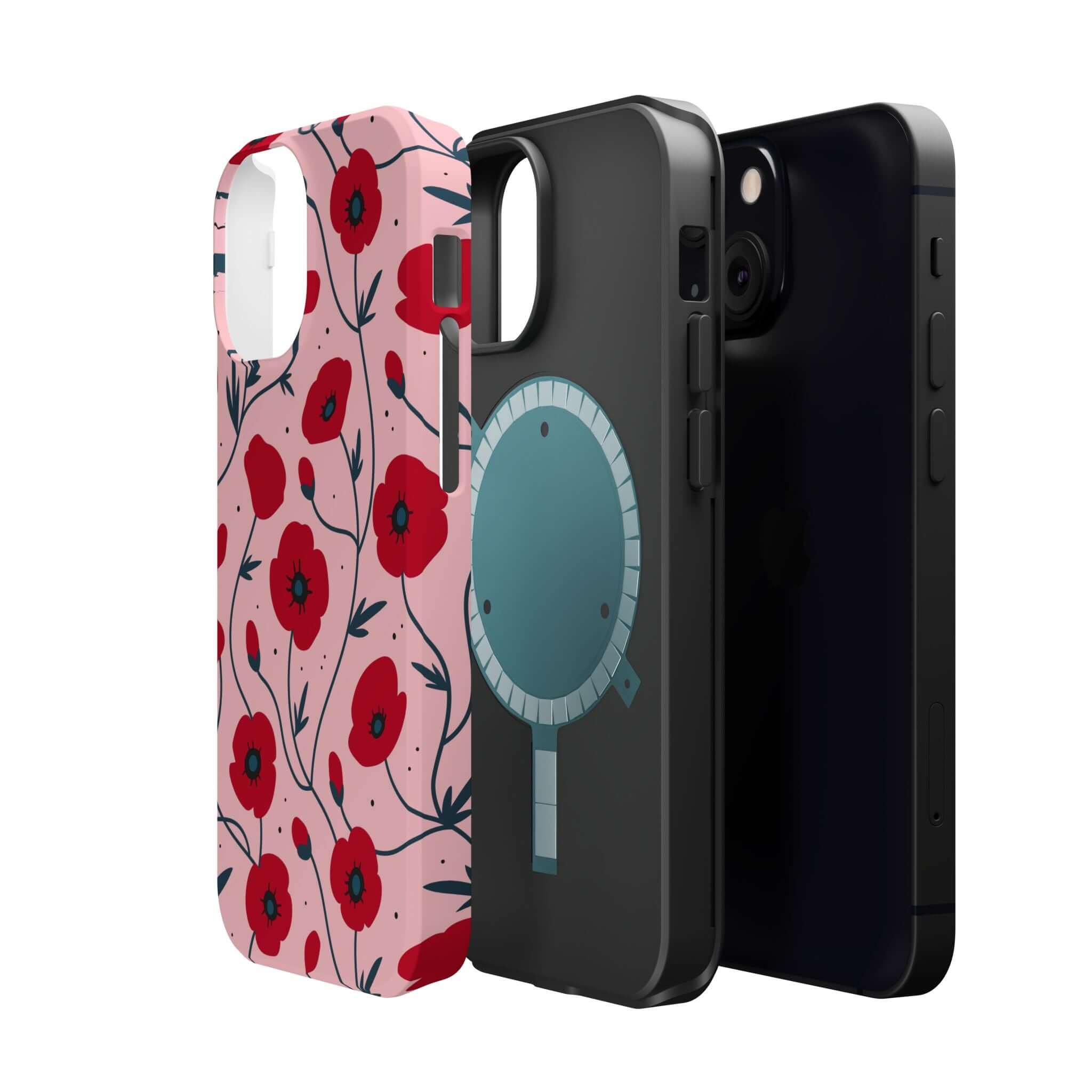 Pink n Poppy Cute Floral iPhone Case with Red Flowers and Free Shipping