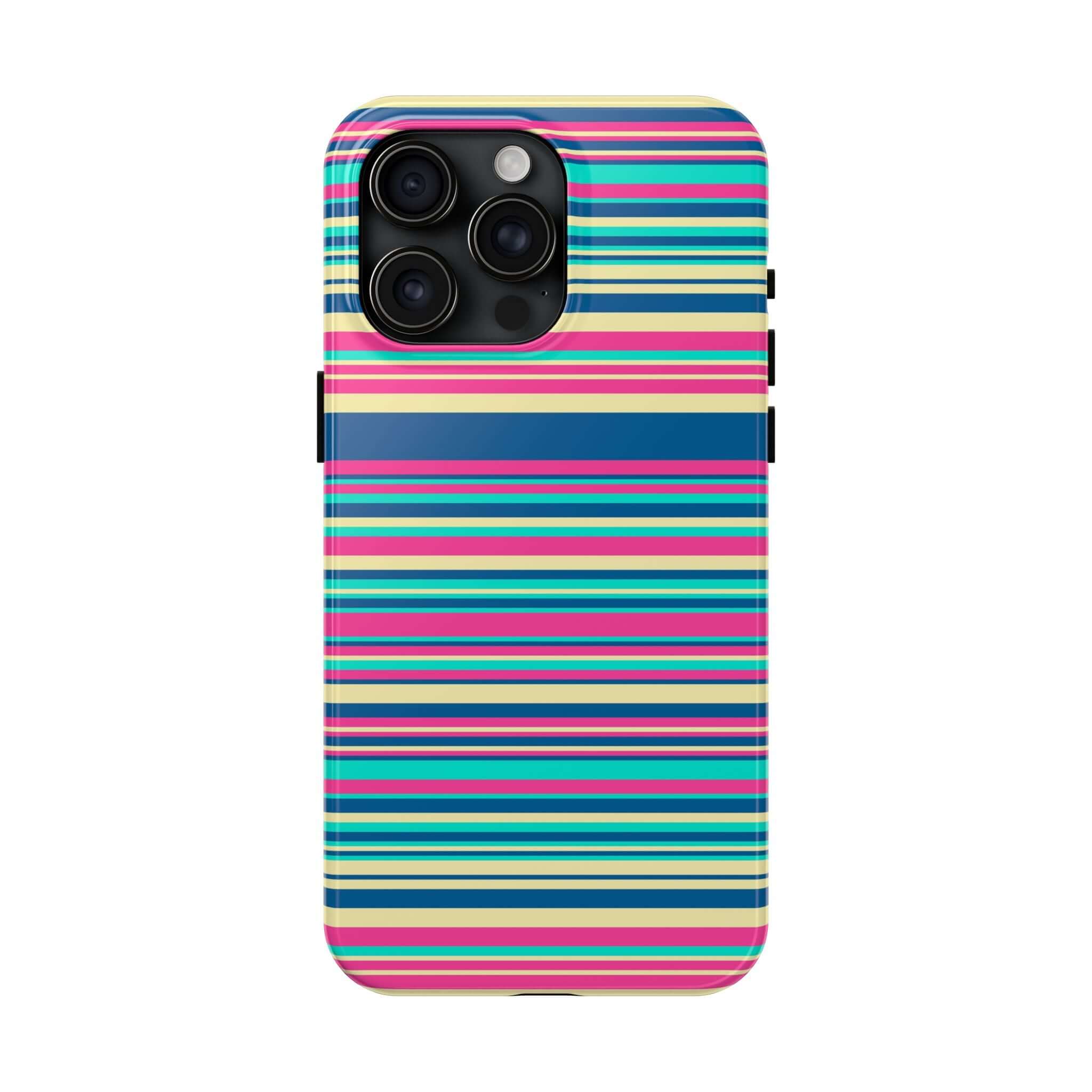 Colorful striped phone case for iPhone 14 and iPhone 15 - Cute and playful protection. Free shipping on colorful phone cases.