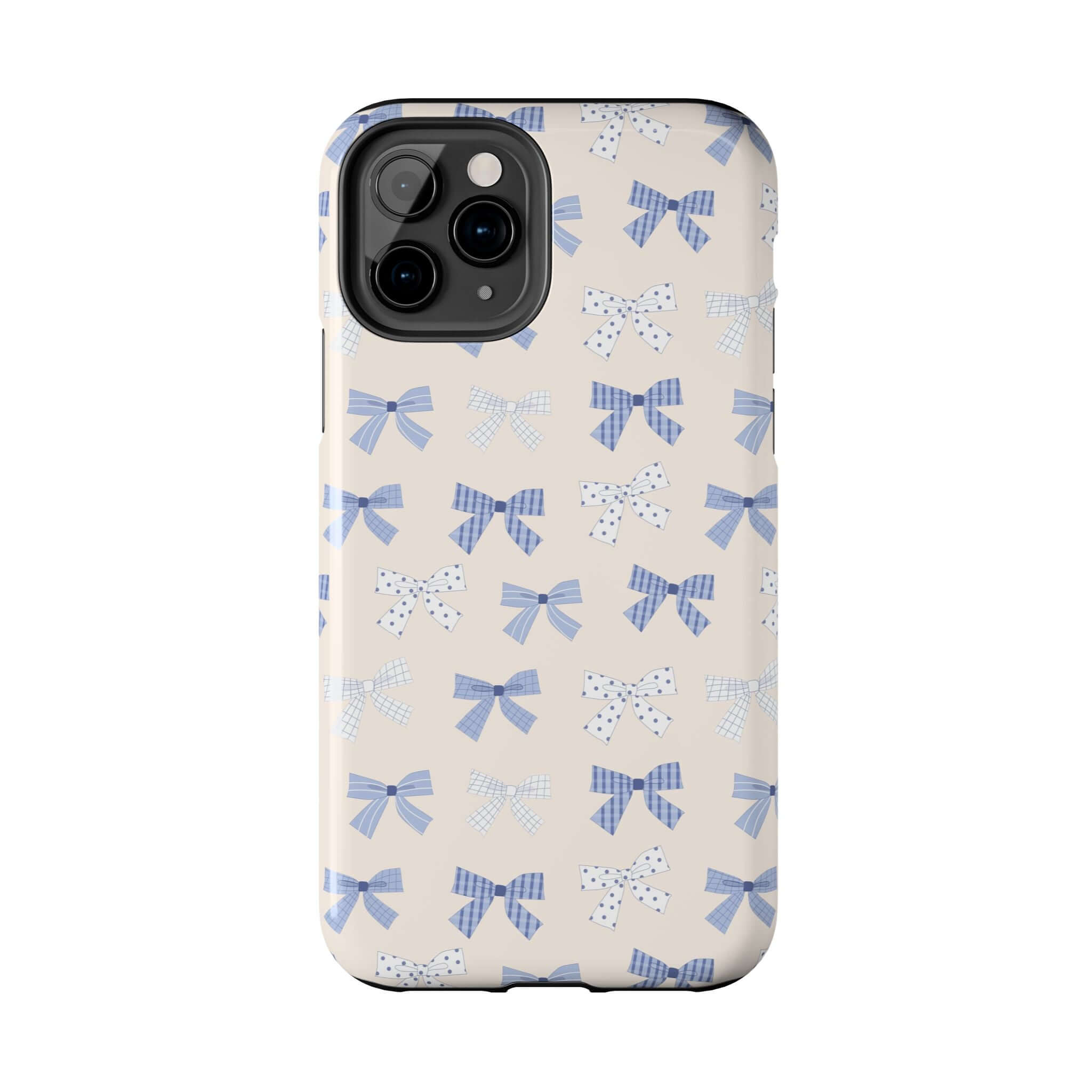 Cute Blue Bows Bride to Be Phone Case for iPhone 16 with Girlie Design