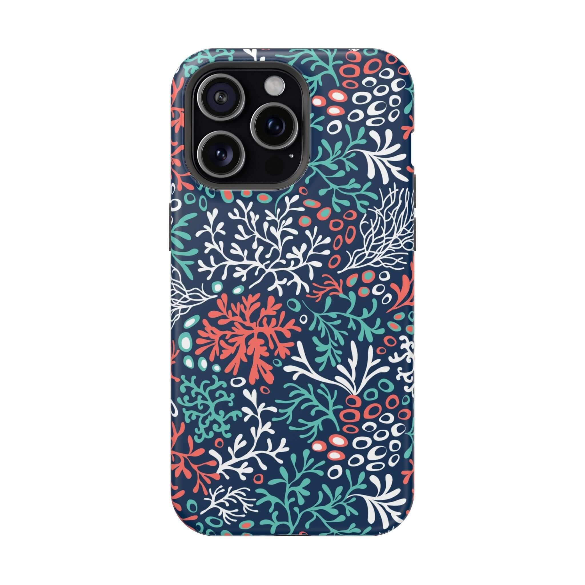 Cute Phone Case with Colorful Coral Reef Print for iPhone 16, Perfect Beachy Accessory.