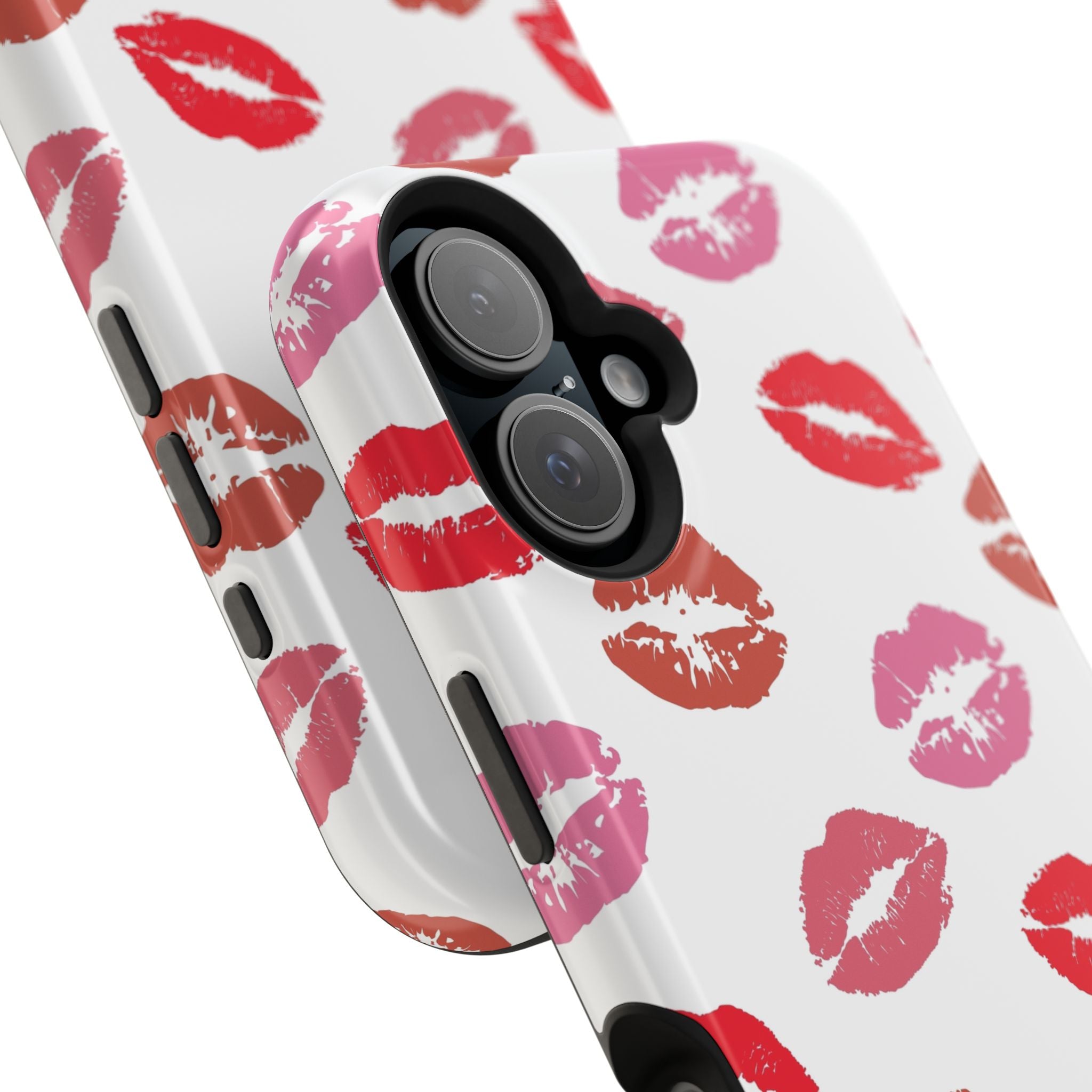 Cute phone case with colorful lip prints, perfect for adding a fun and flirty touch while protecting your iPhone.