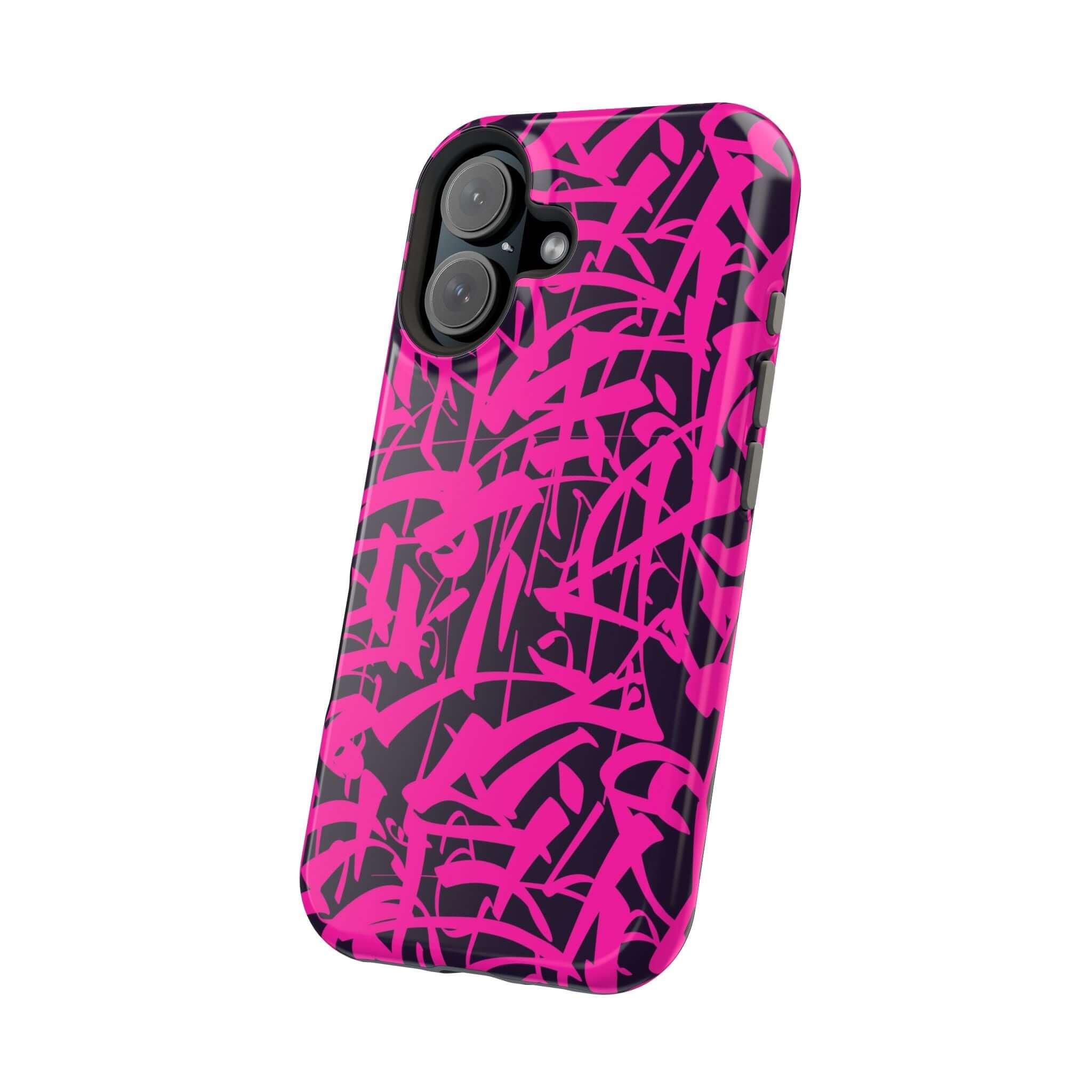 Colorfully cute Midnight Pop pink art phone case, perfect for protecting your iPhone with style and personality.