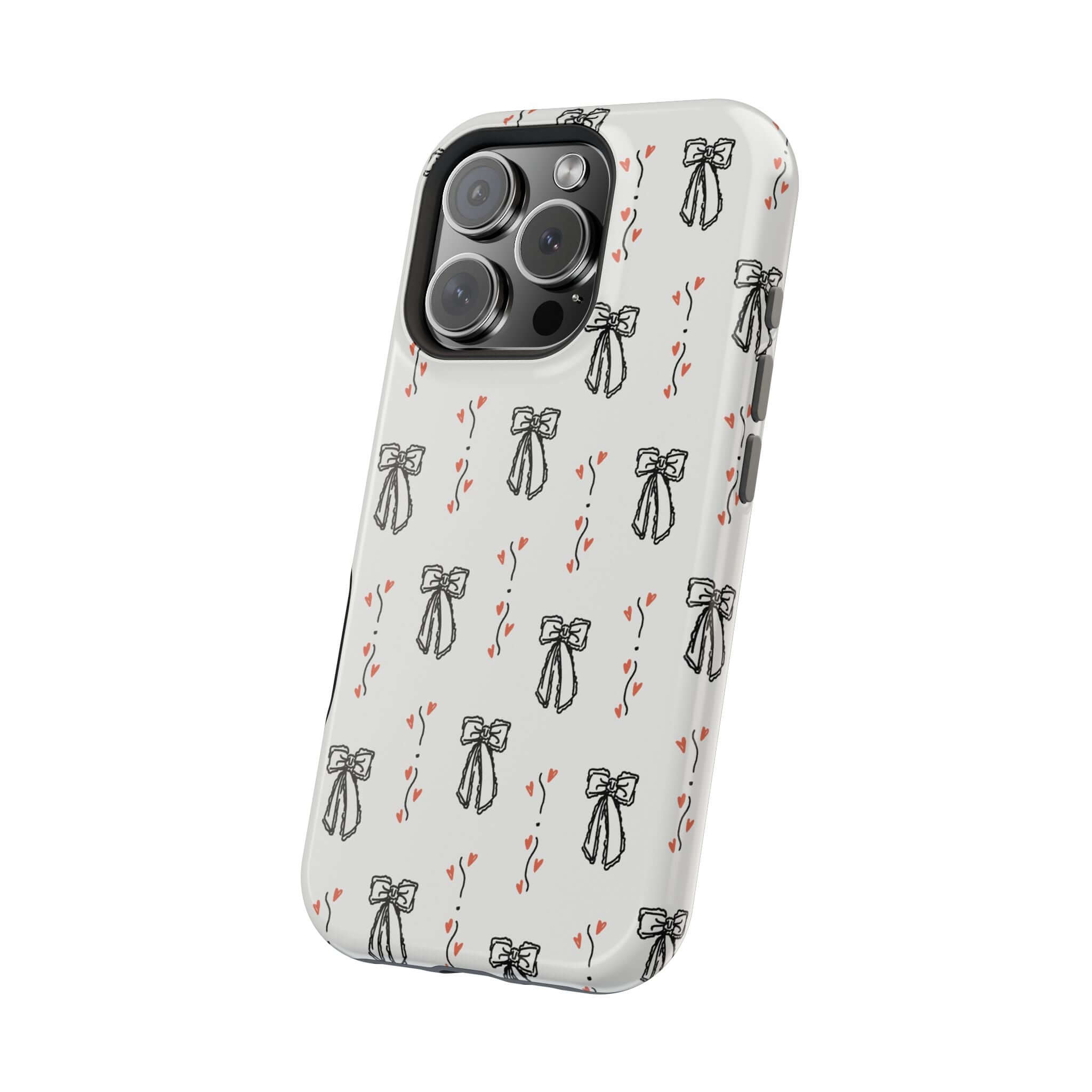 Vintage coquette phone case with black bow design for iPhone 16, adding cute charm and style.