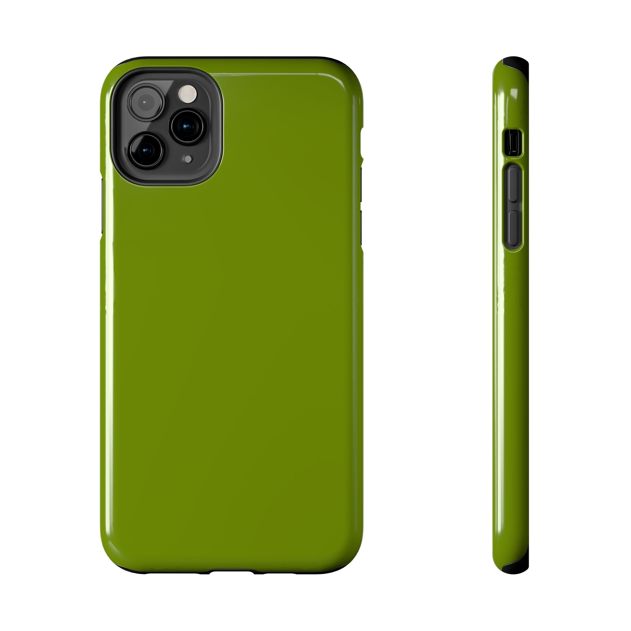 Solid green matcha tea iPhone case, cute phone cover, floral-inspired accessory, protective against scratches.