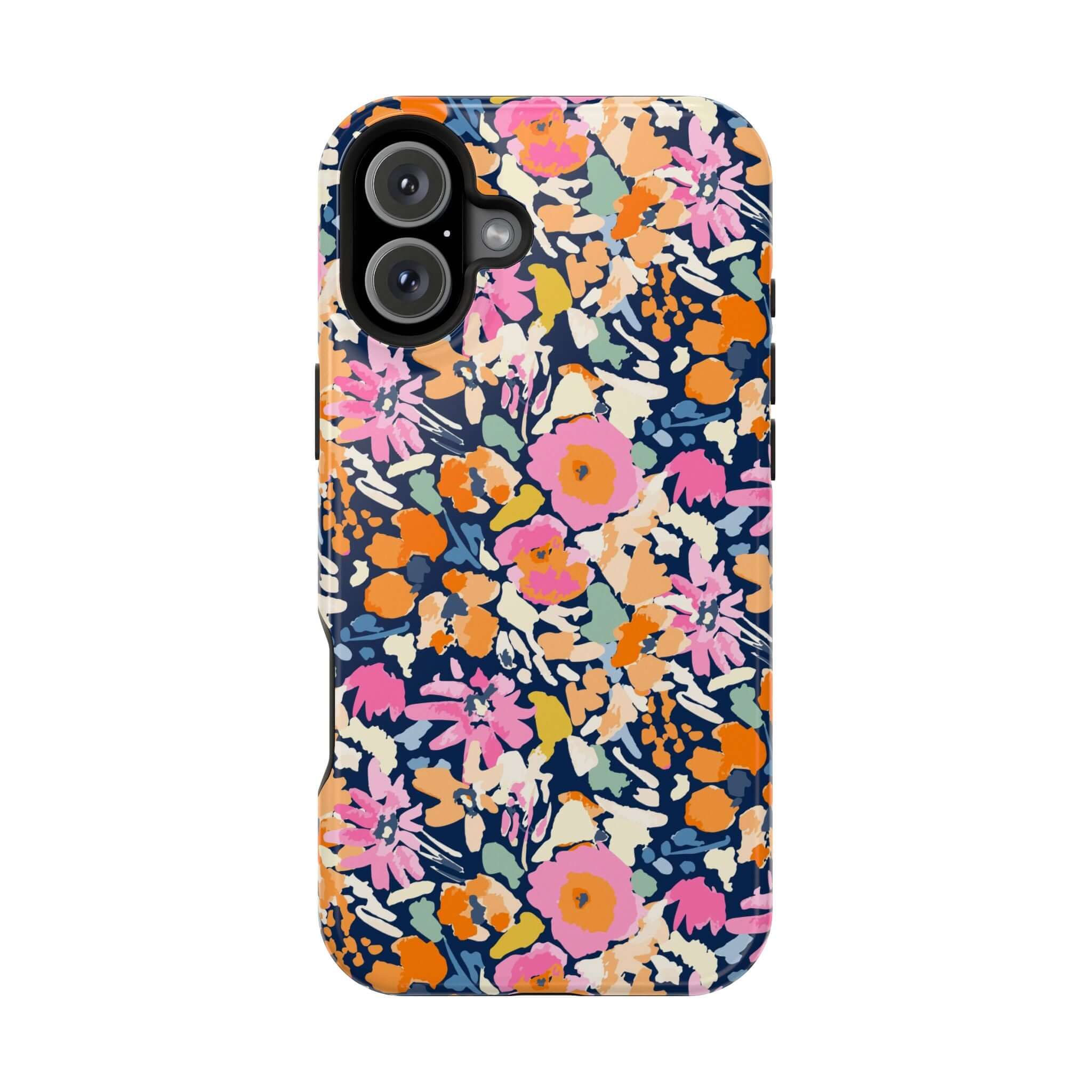 Colorful Botanic Burst MagSafe iPhone 16 case with cute floral design, offering whimsical protection and style for your phone.