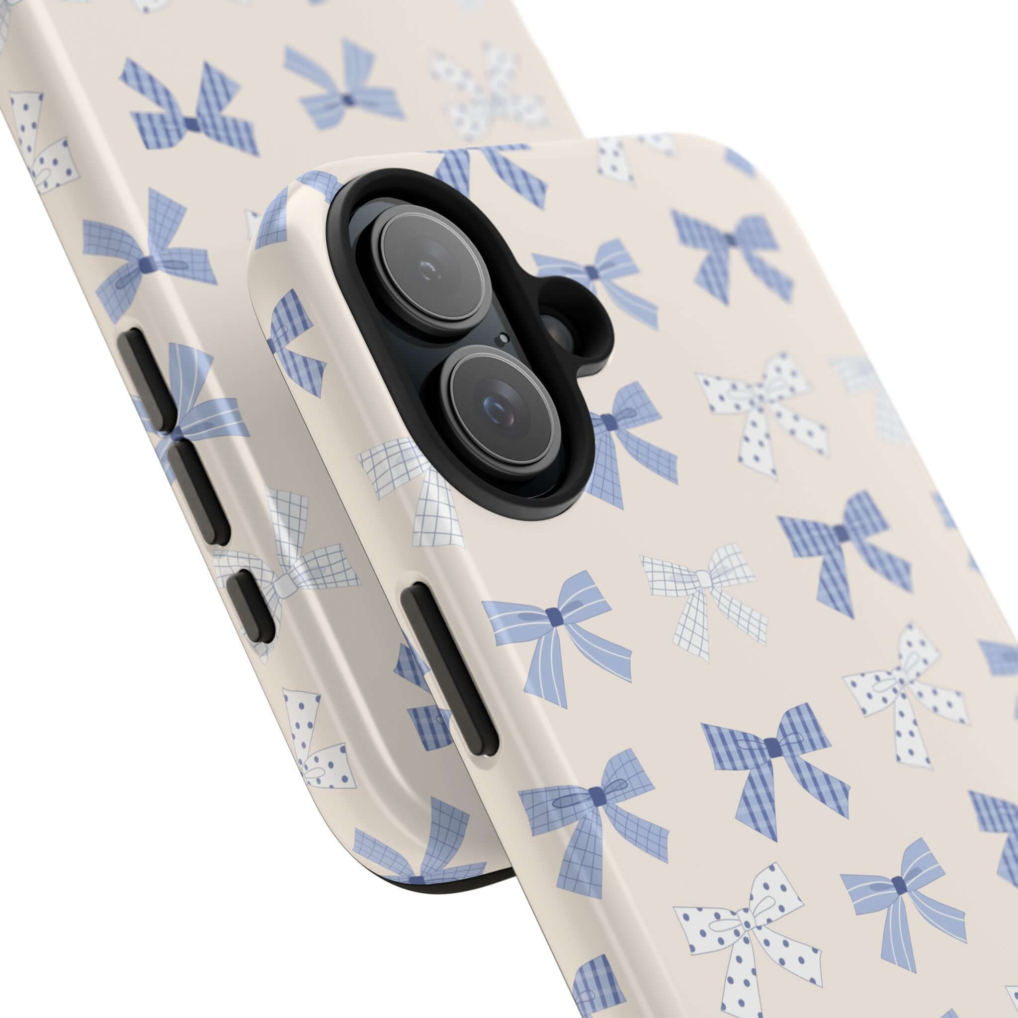 Cute Bride to Be Blue Coquette Case for iPhone 16 with playful blue bow design, perfect for a fun, stylish phone protection