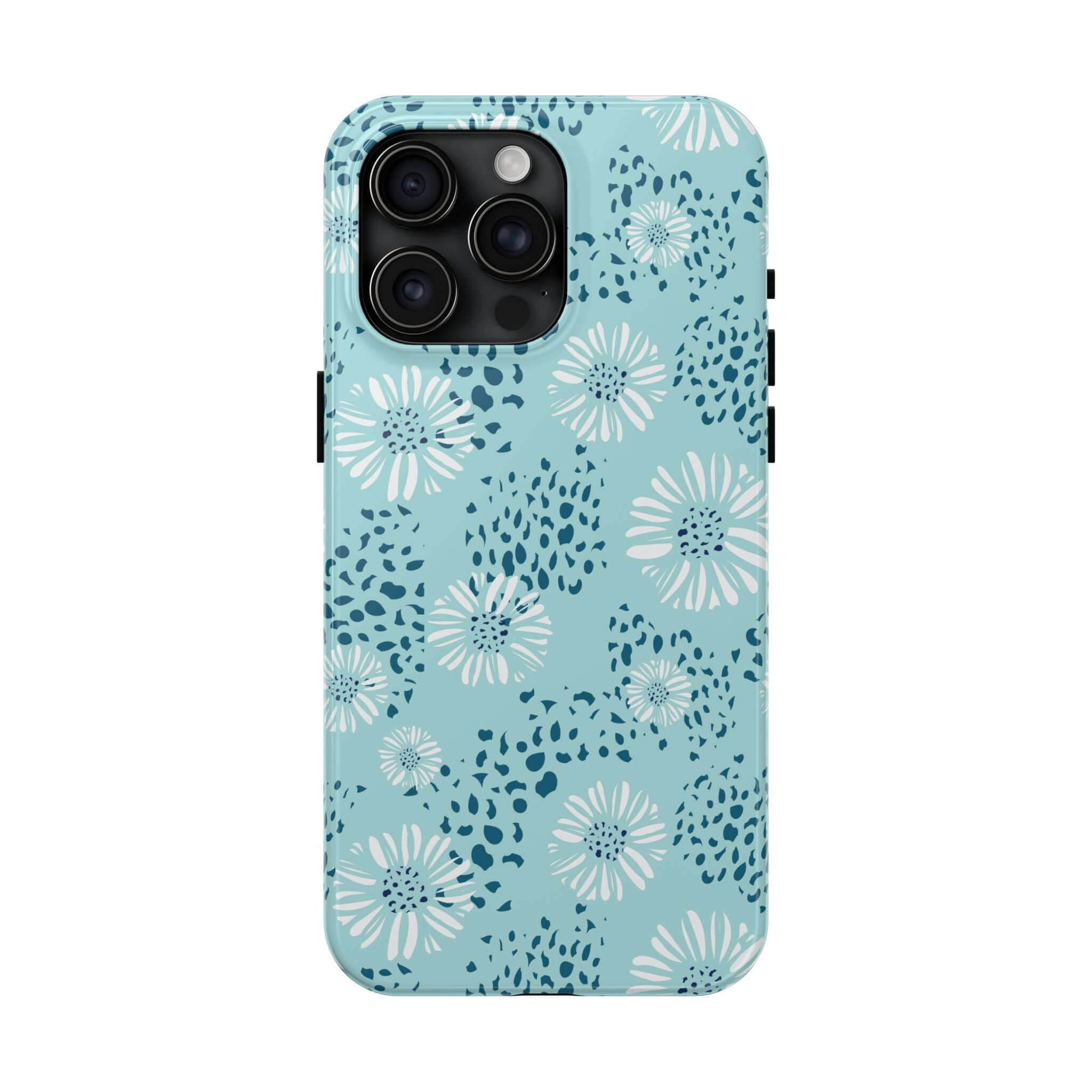 Coastal Aesthetics Floral Beach Case for iPhone 14 Pro Max, teal and floral design, cute and stylish phone accessory for beach lovers