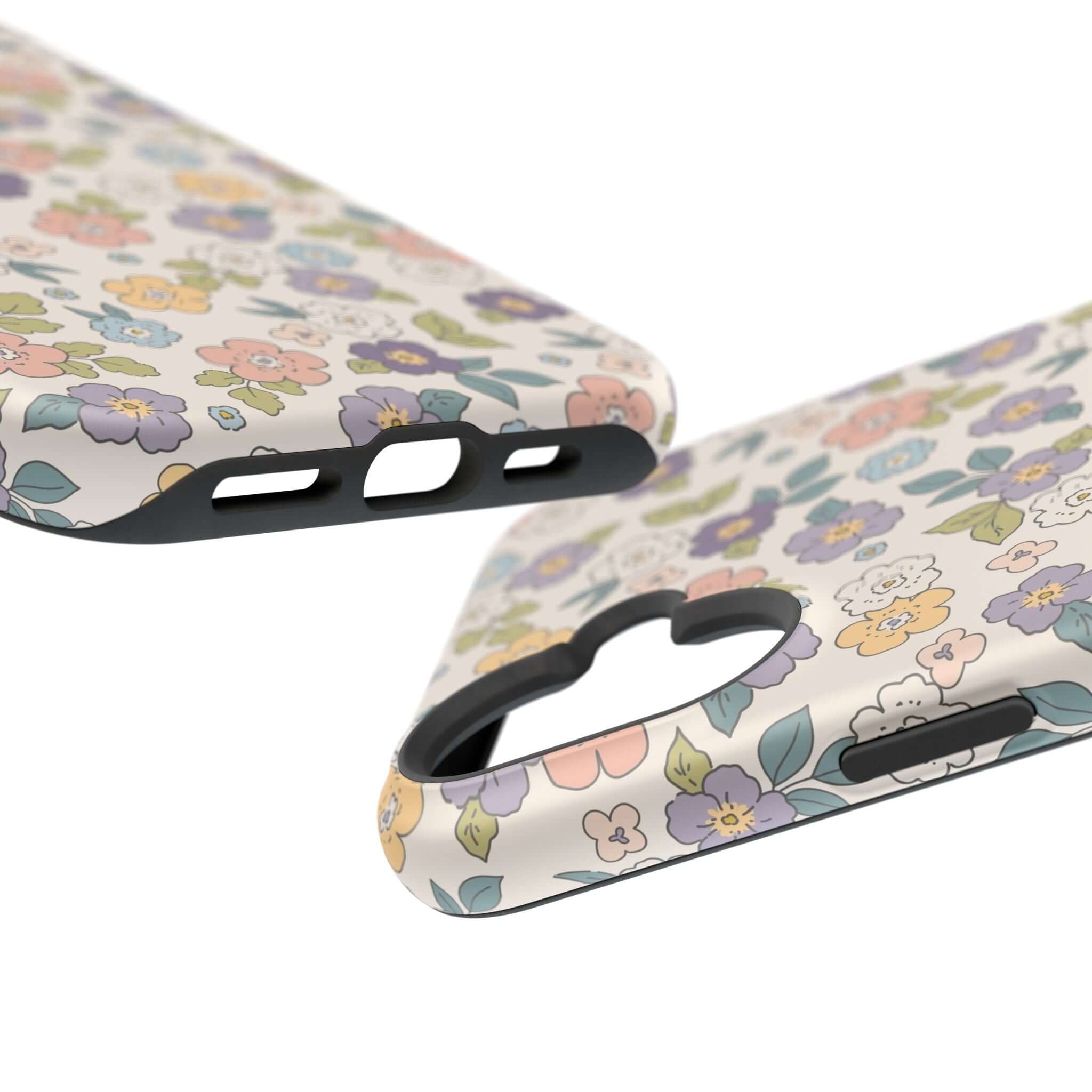 Colorful floral iPhone case featuring cute daisies, highlighting MagSafe compatibility and stylish design. Perfect beachy accessory!