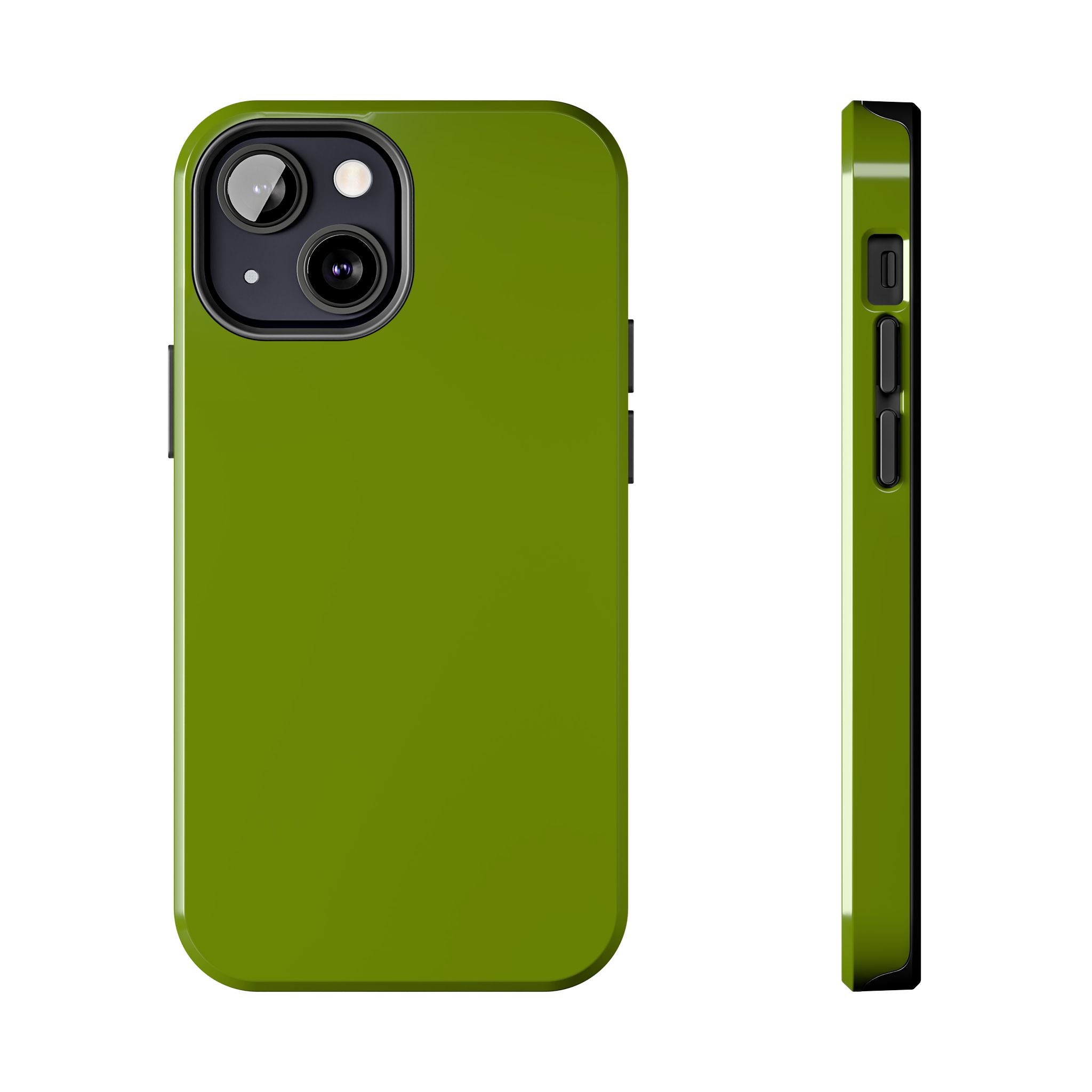 Solid green cute phone case for iPhone with a sleek design, offering scratch protection and a stylish, floral-inspired look.