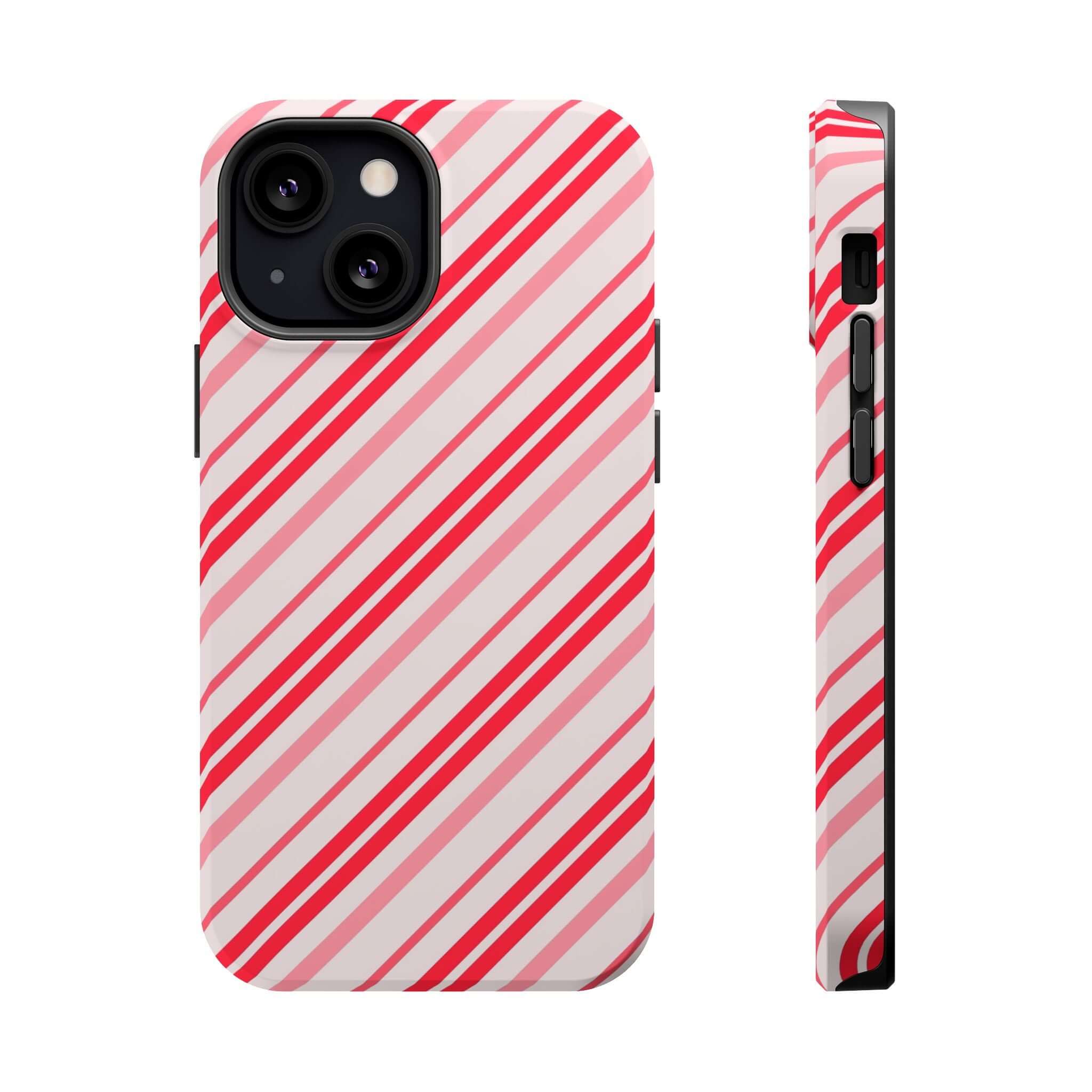 Candy Cane Cutie MagSafe case with festive stripes, perfect for Christmas and holiday cheer. Cute xmas phone cover.