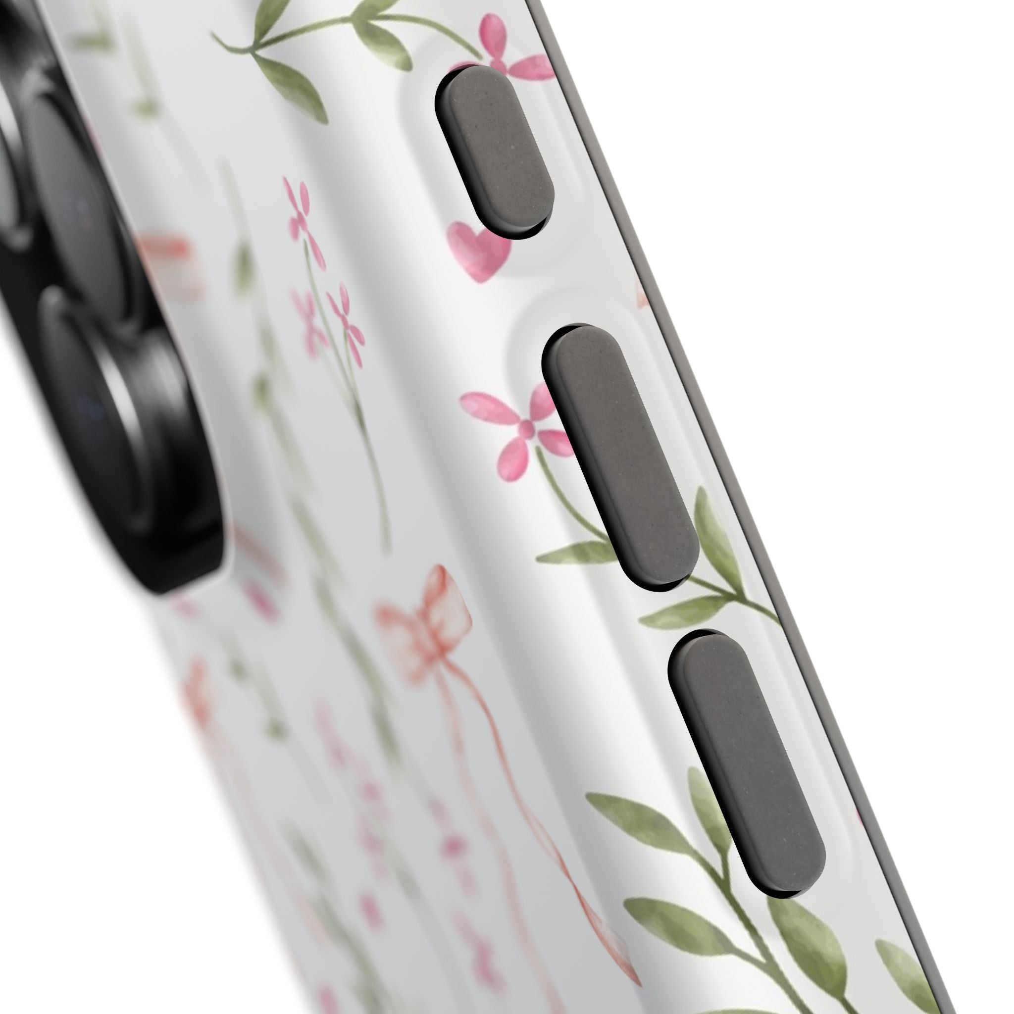 Pink Coquette Case with charming bows and floral design, cute MagSafe iPhone cover from Darling Daydream.